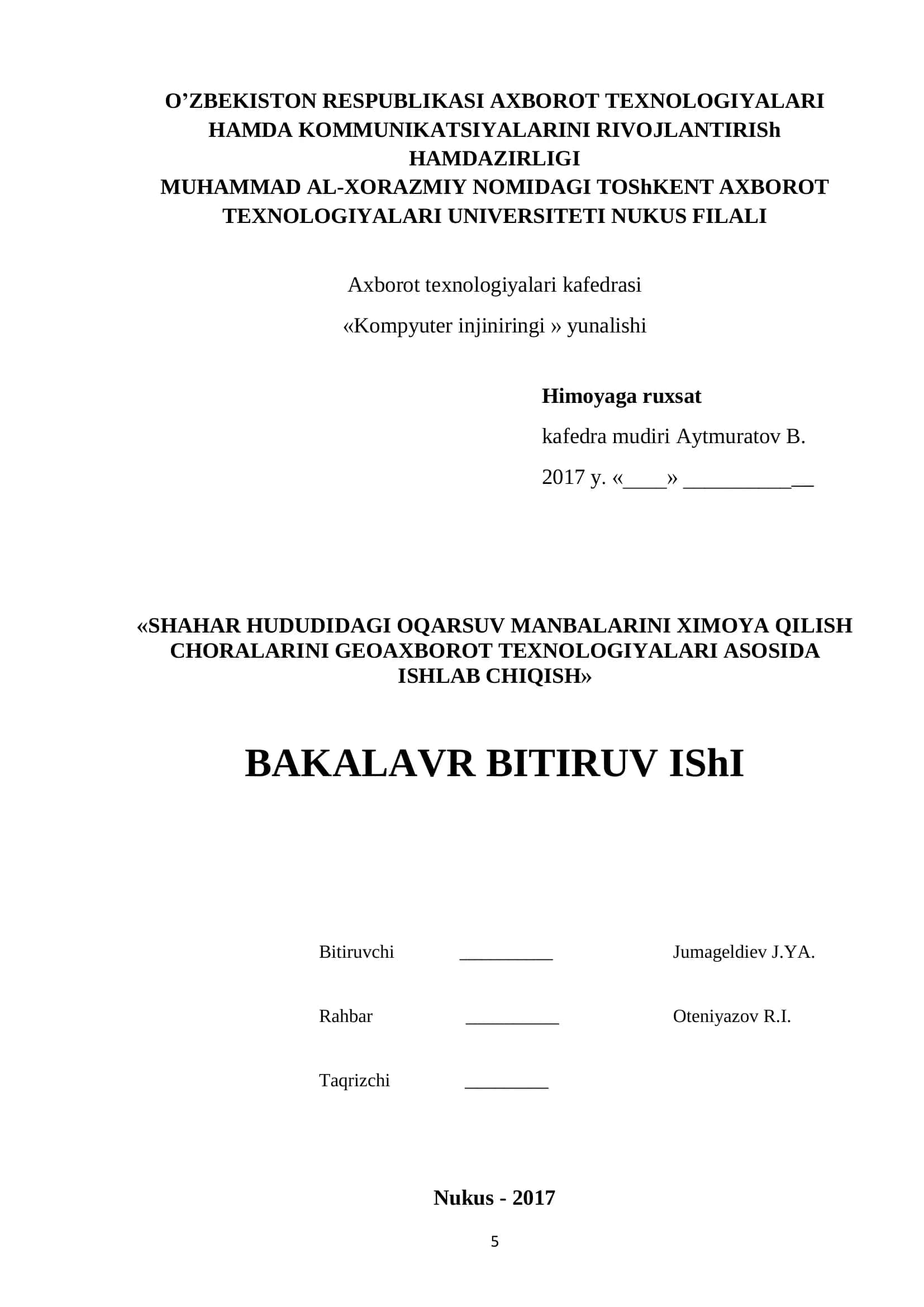 Qo'rquvlarning himoyasi choralarini geoaxborot texnologiyalari asosida ishlab chiqish 1