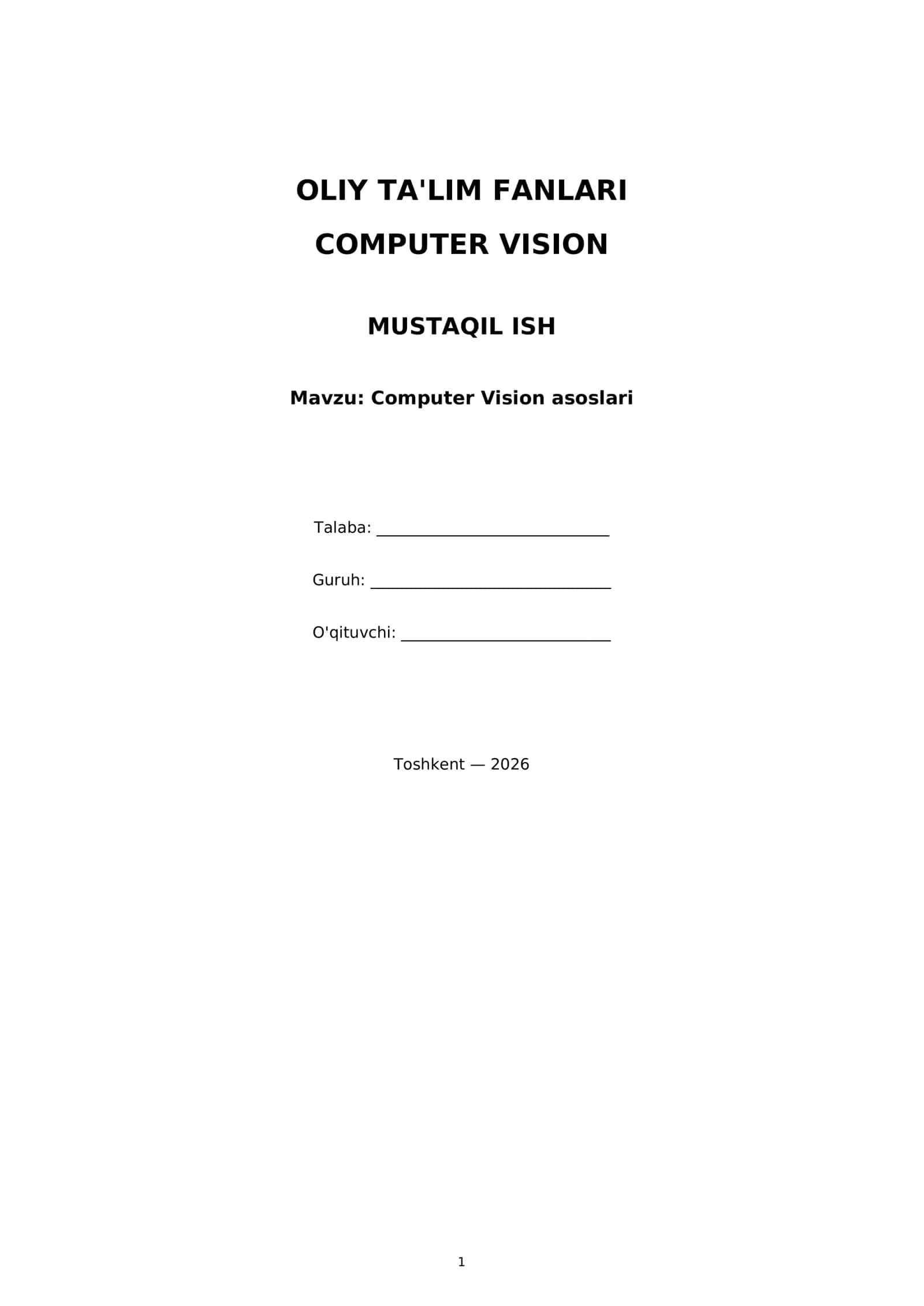 Computer Vision asoslari 1