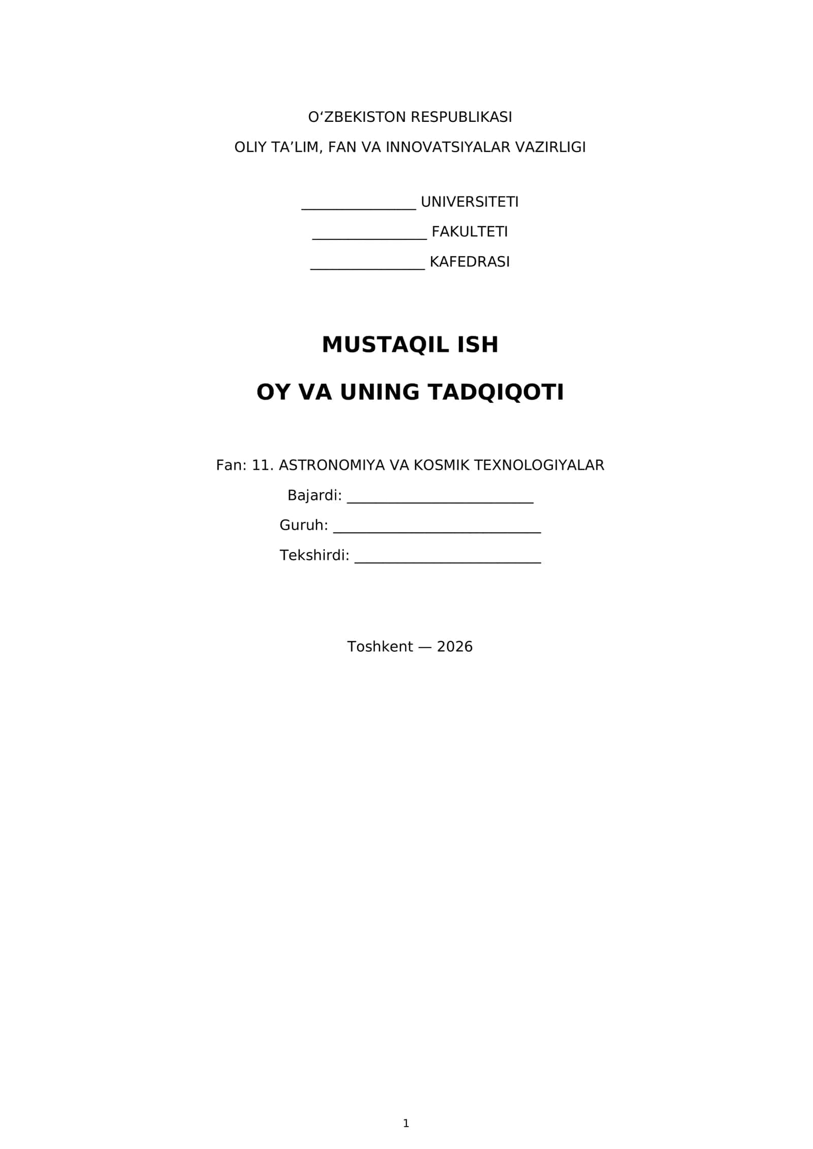 Oy va uning tadqiqoti 1