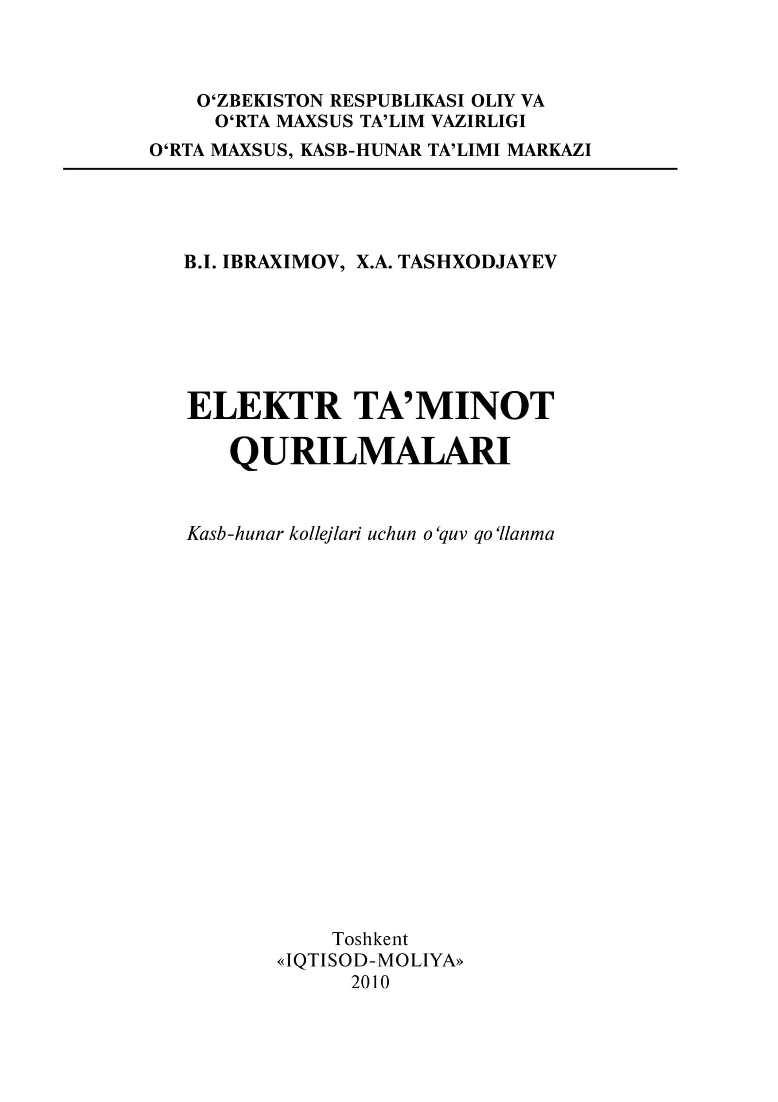 Elektr ta'minot qurilmalari 1