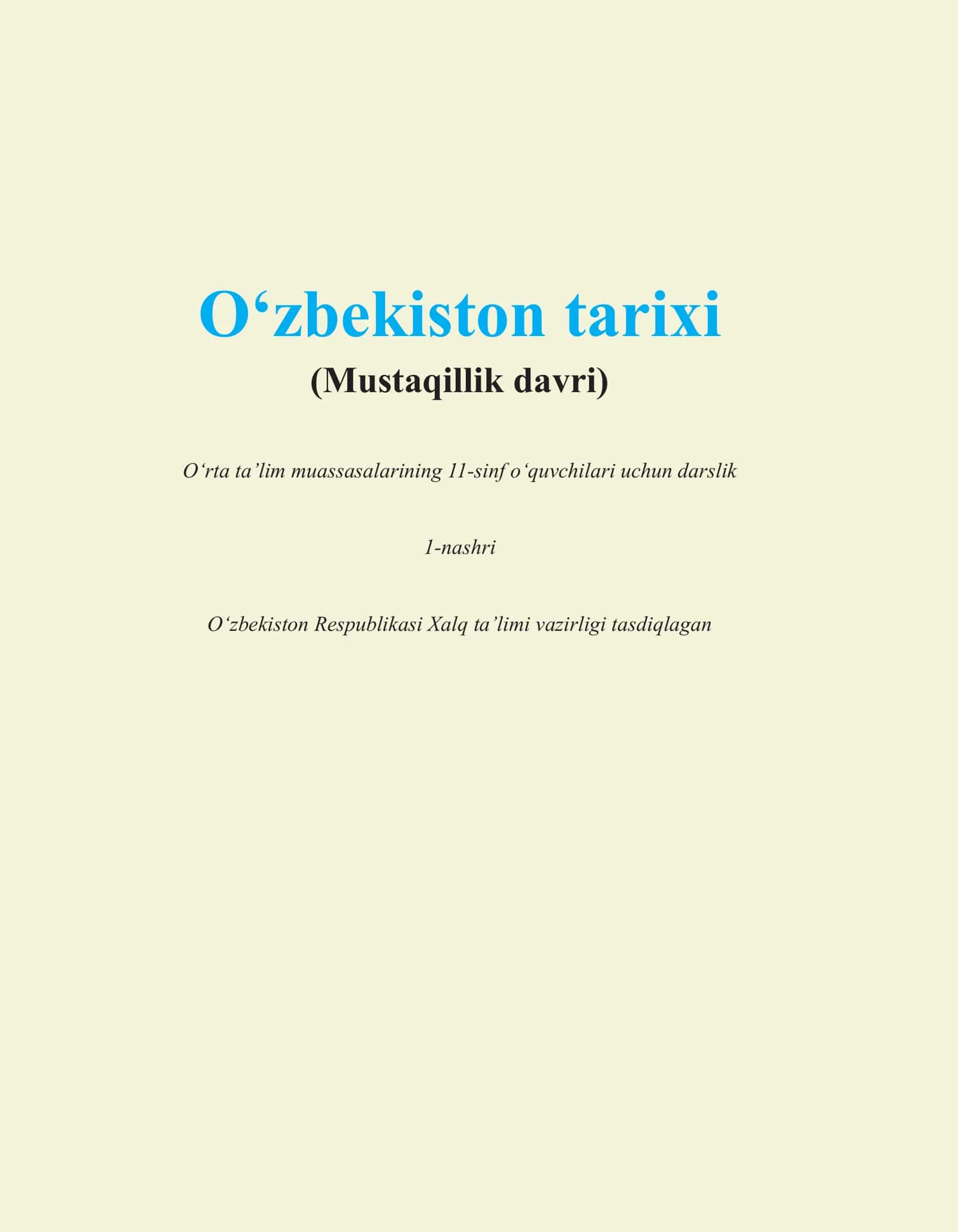 O‘zbekiston tarixi (Mustaqillik davri) 1