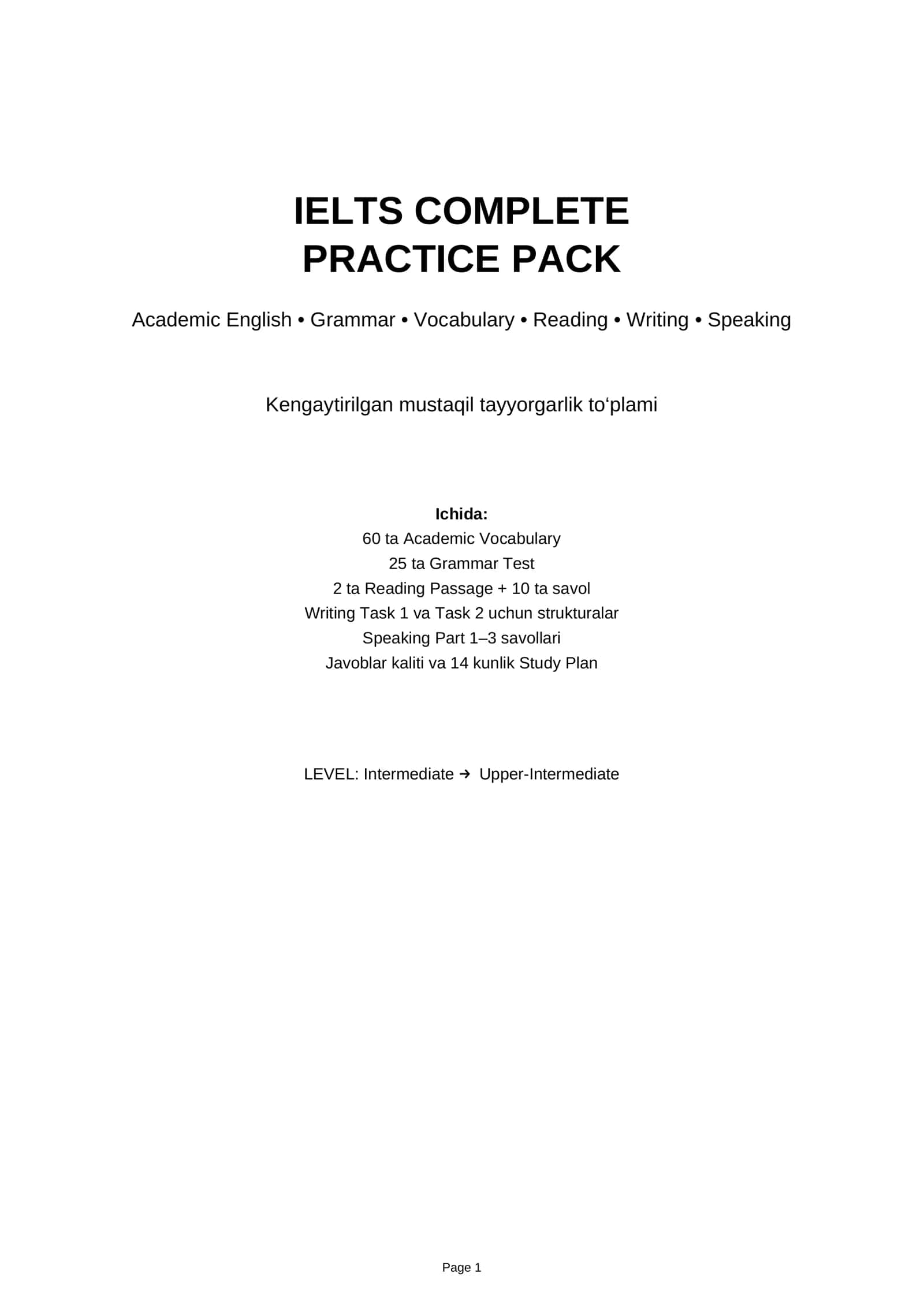IELTS COMPLETE PRACTICE PACK 1