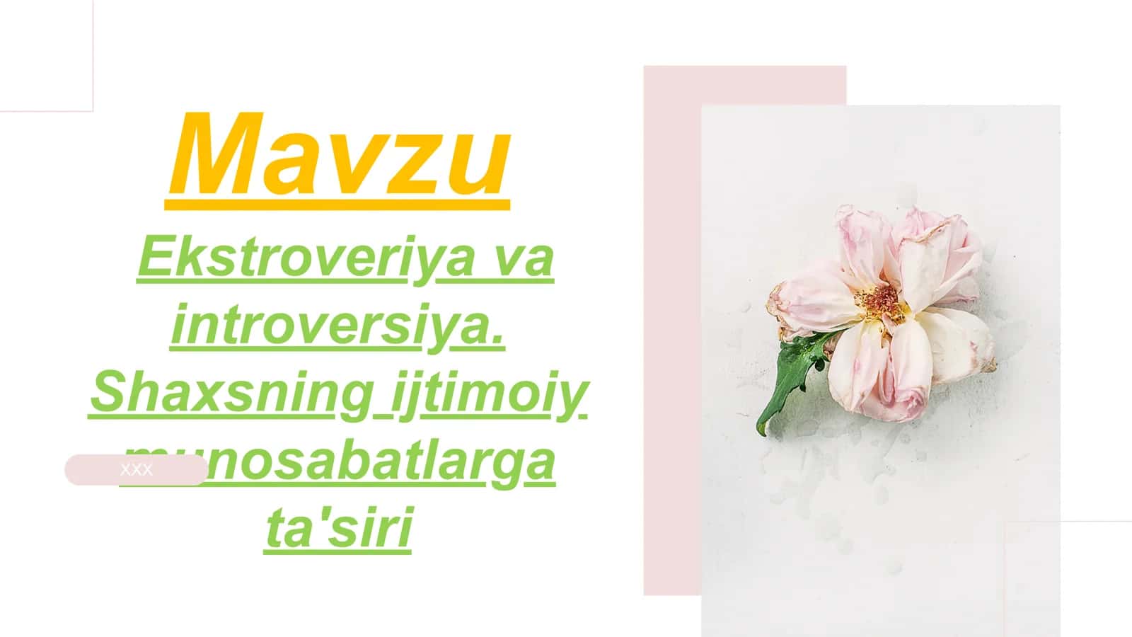 Ekstroveriya va introversiya. Shaxsning ijtimoiy munosabatlarga ta'siri 1