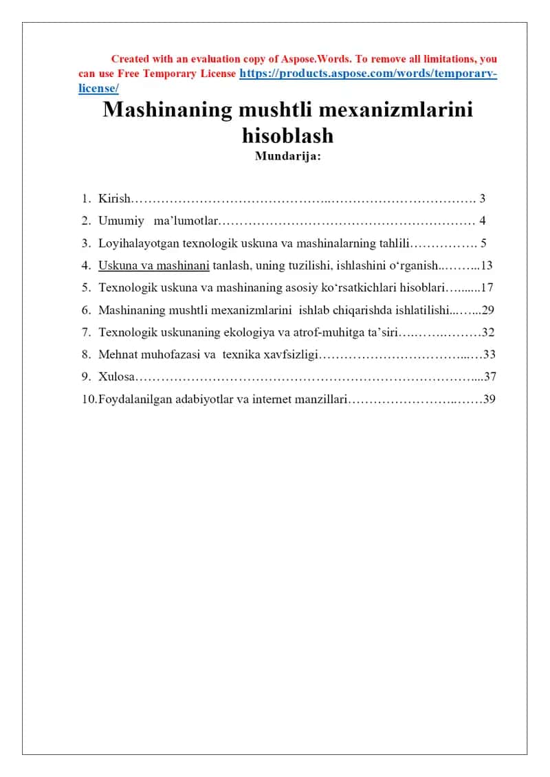 Mashinaning mushtli mexanizmlarini hisoblash 1