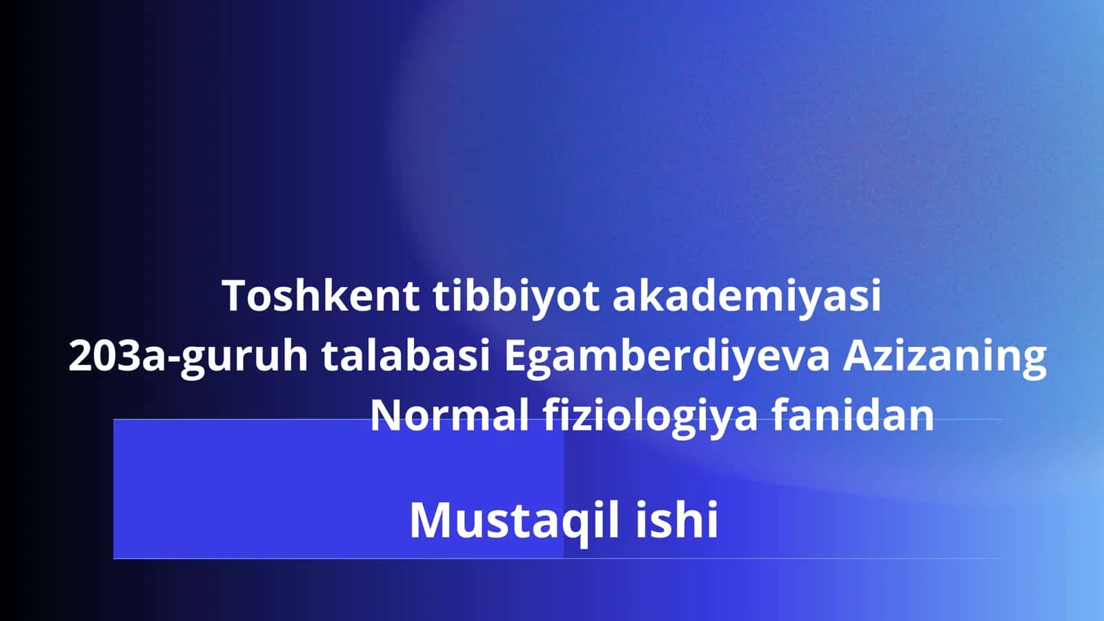 Normal fiziologiya fanidan 1