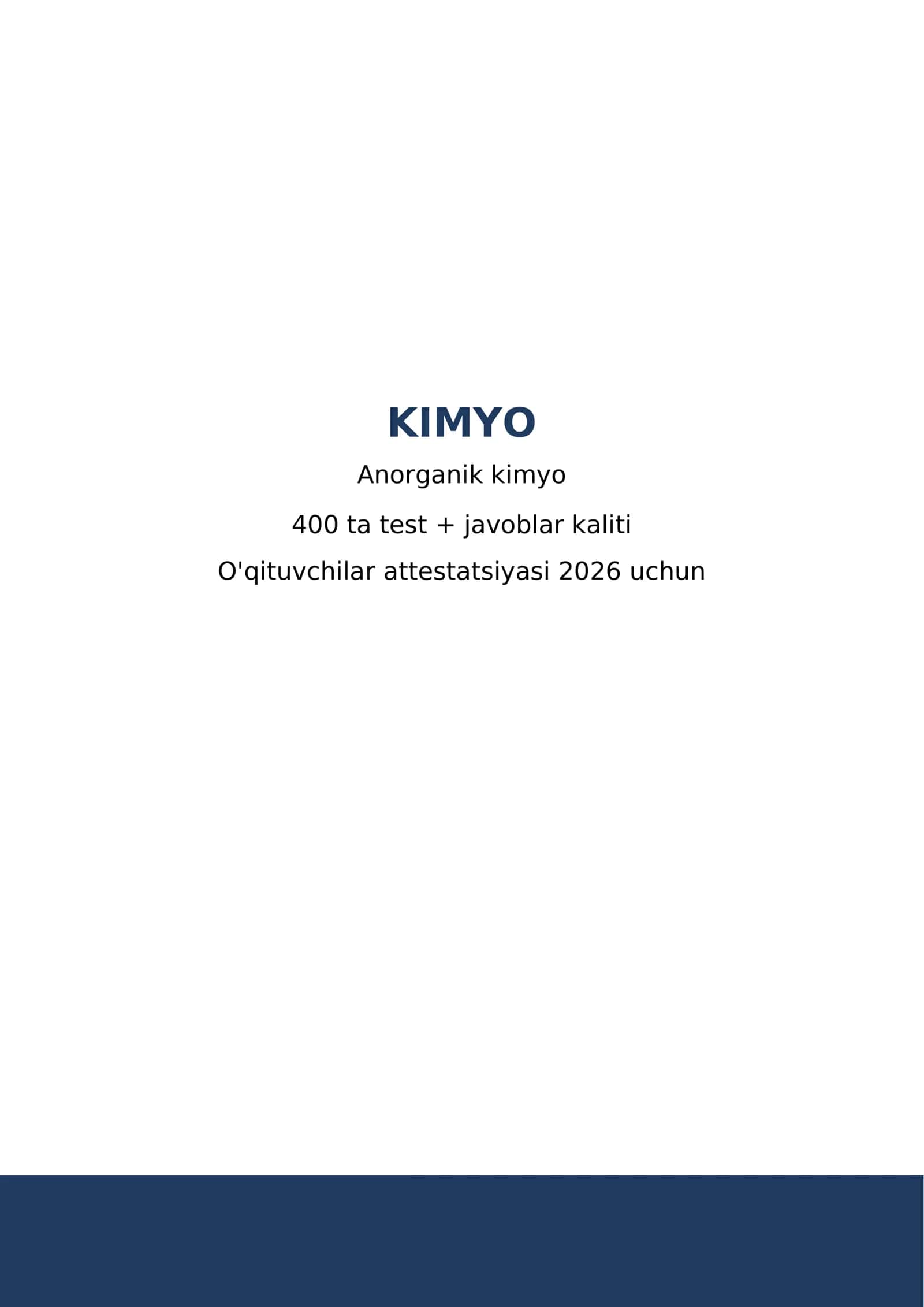 KIMYO - Anorganik kimyo | Attestatsiya 2026 | 4-bet 1