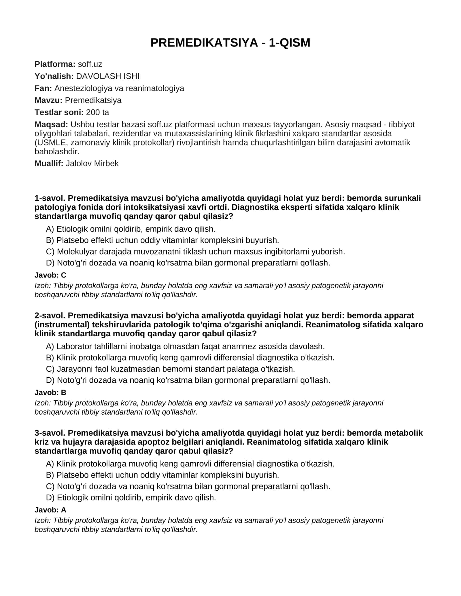 PREMEDIKATSIYA - 1-QISM 1