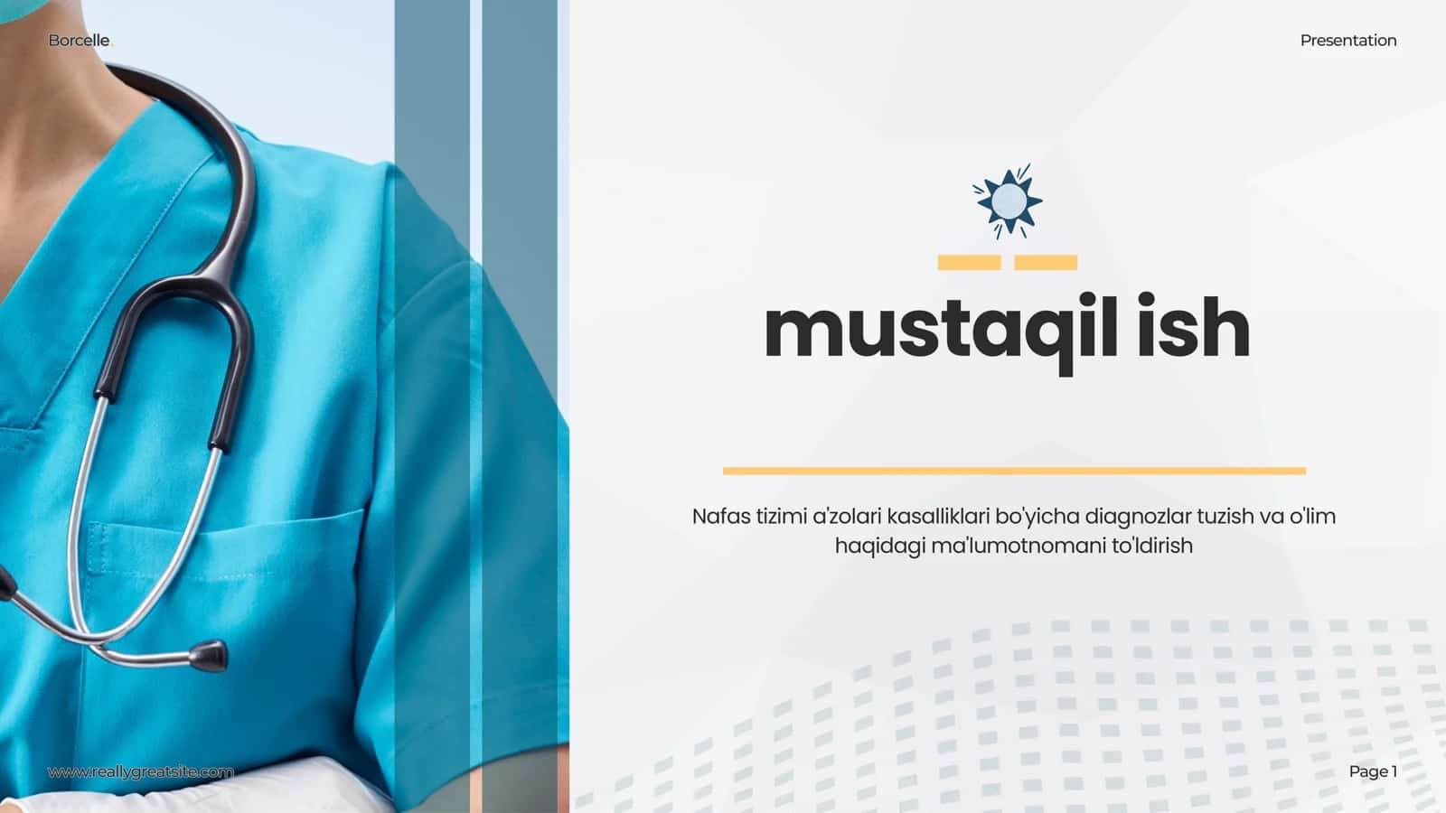 Nafas tizimi a'zolari kasalliklari bo'yicha diagnozlar tuzish va o'lim haqidagi ma'lumotnomani to'ldirish 1