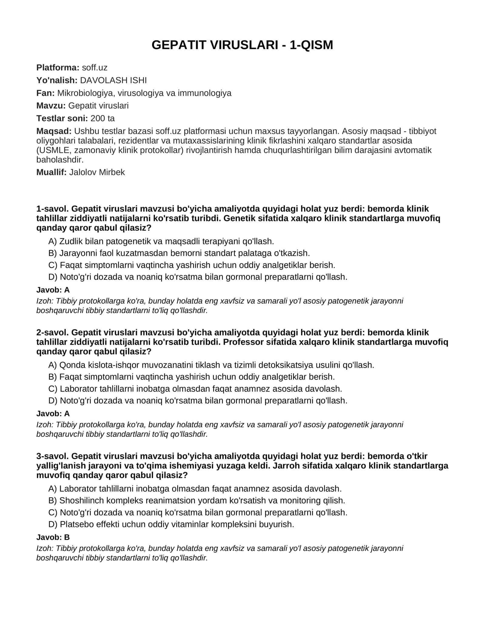 GEPATIT VIRUSLARI - 1-QISM 1