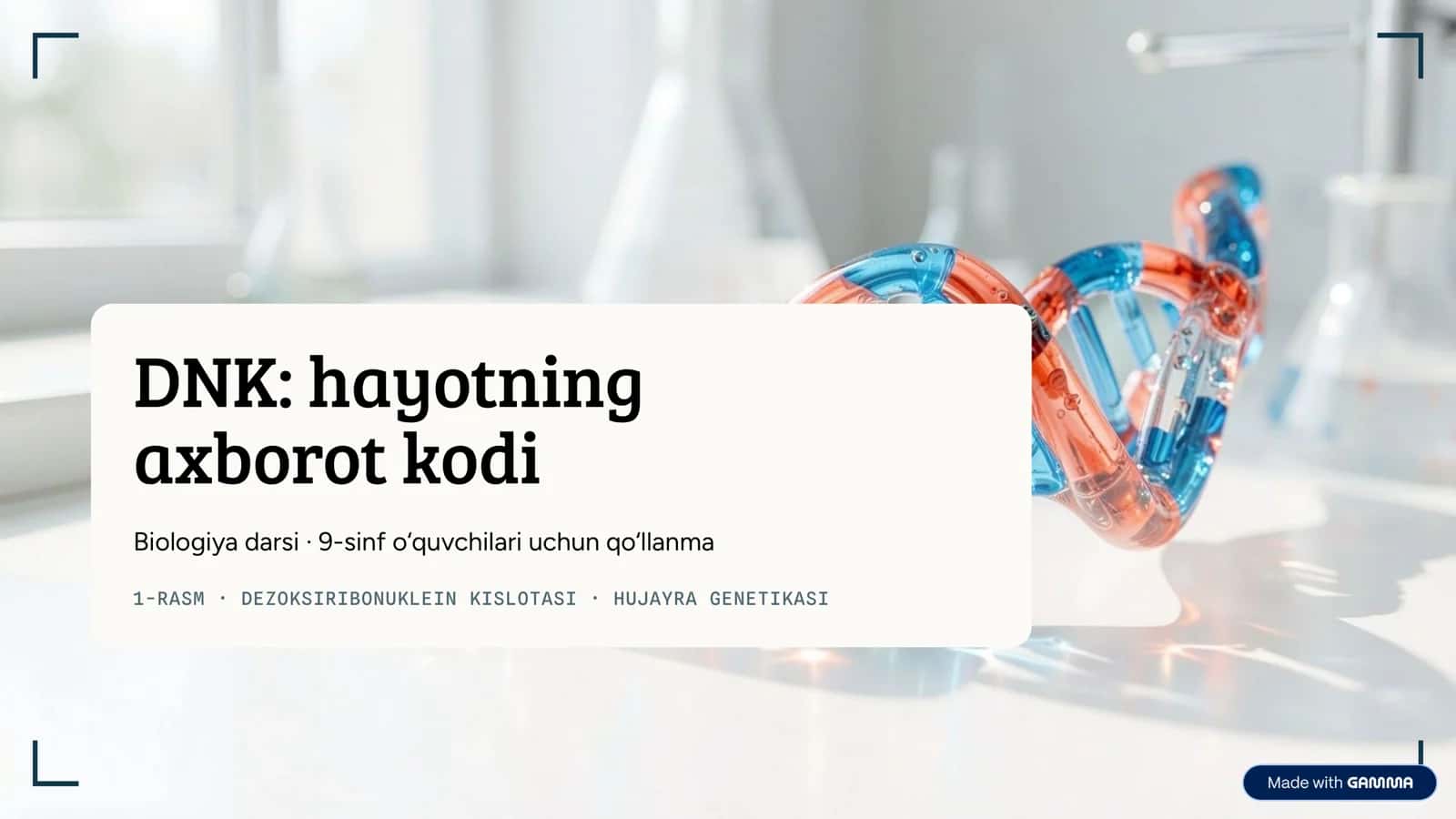 DNK: hayotning axborot kodi Biologiya darsi · 9-sinf o‘quvchilari uchun qo‘llanma 1