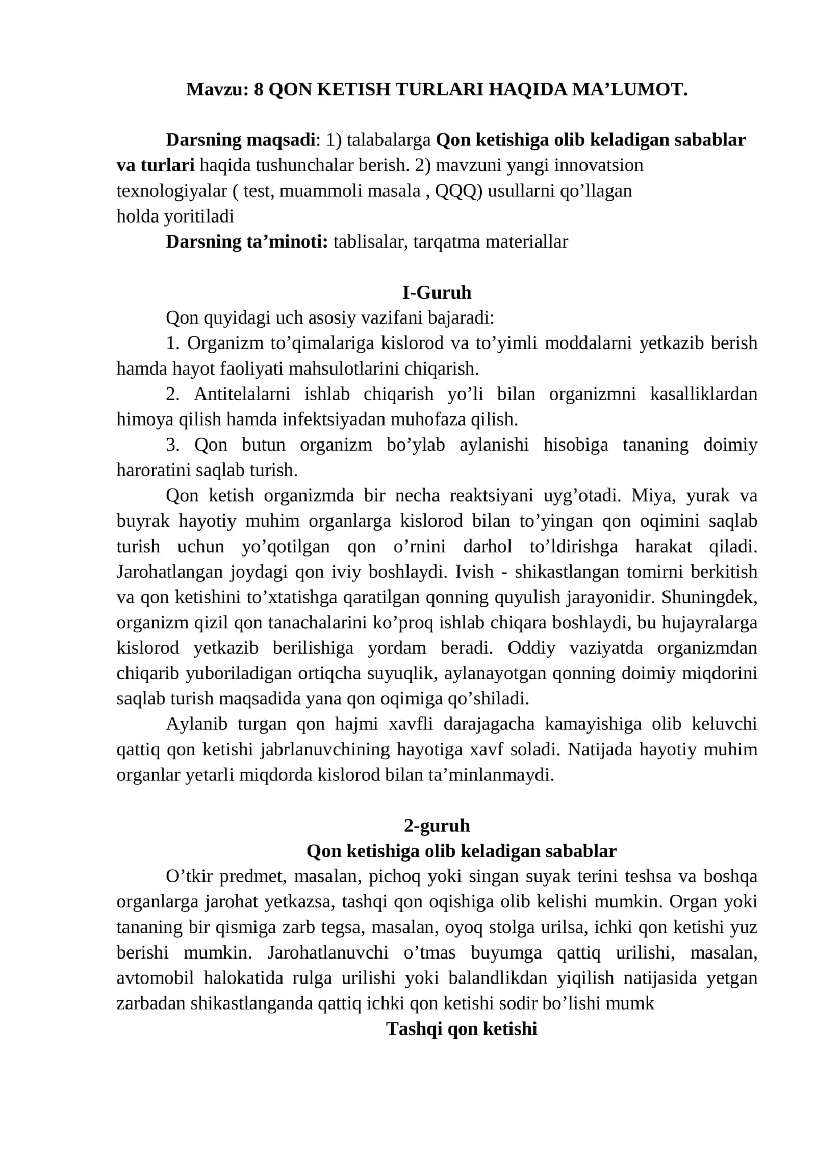 8 QON KETISH TURLARI HAQIDA MA’LUMOT 1