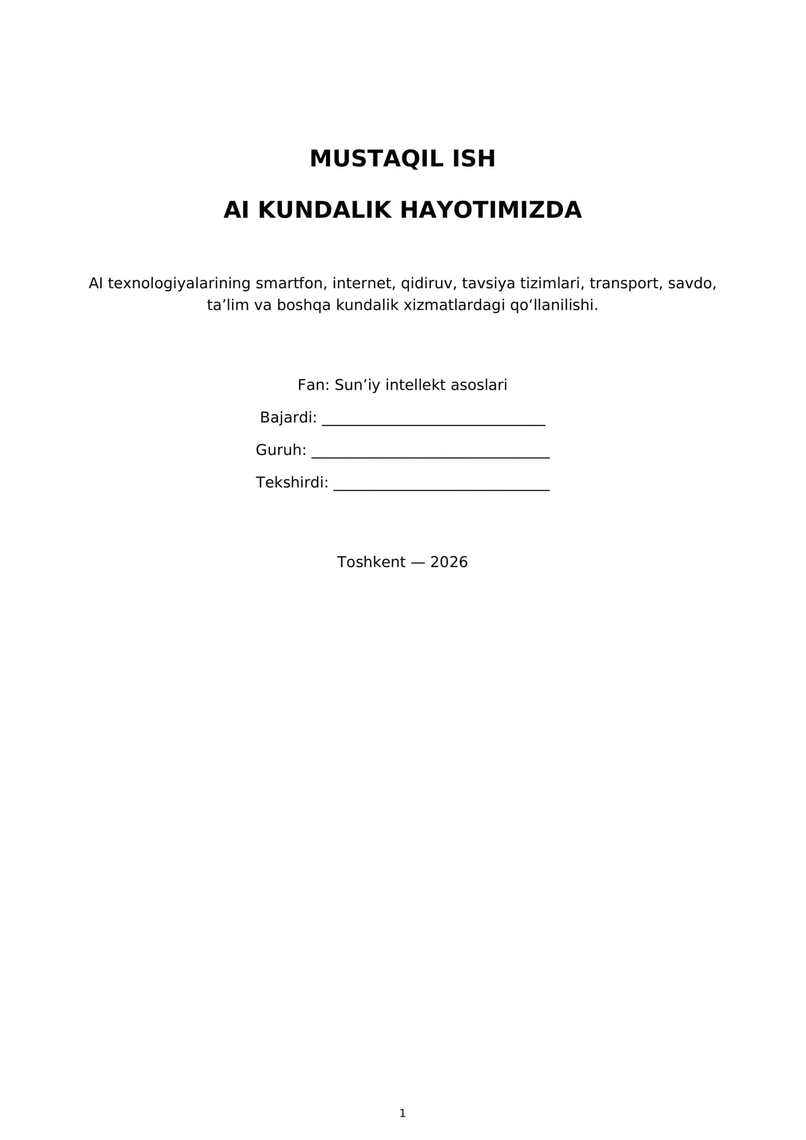 AI KUNDALIK HAYOTIMIZDA 1