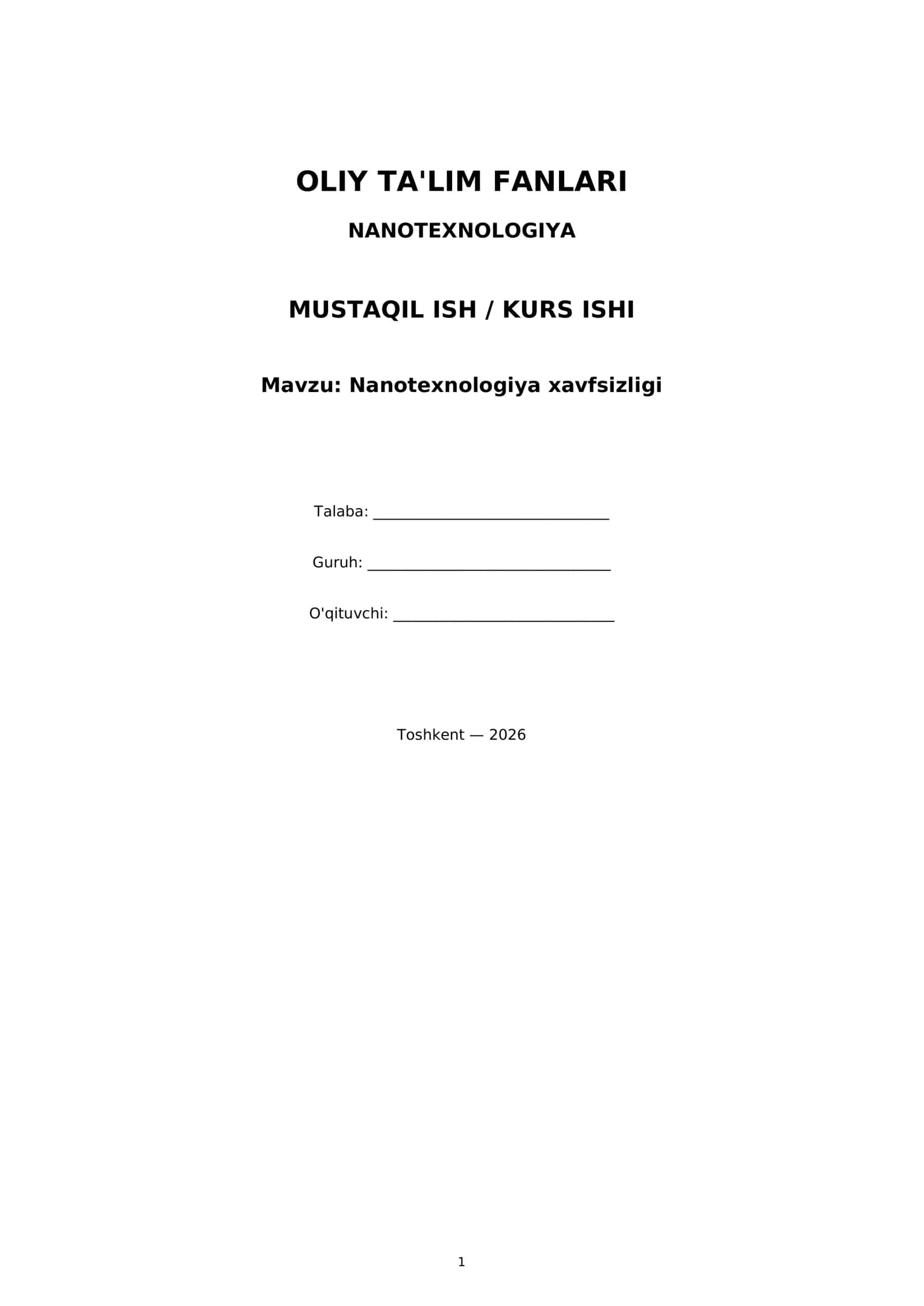 Nanotexnologiya xavfsizligi 1