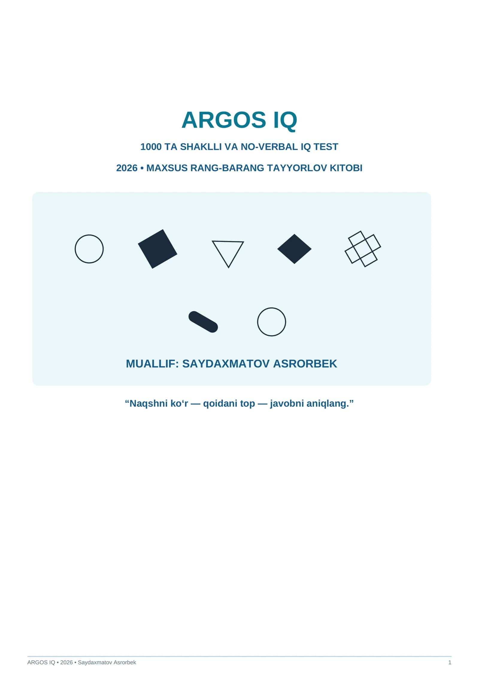 ARGOS IQ javoblari bilan 1