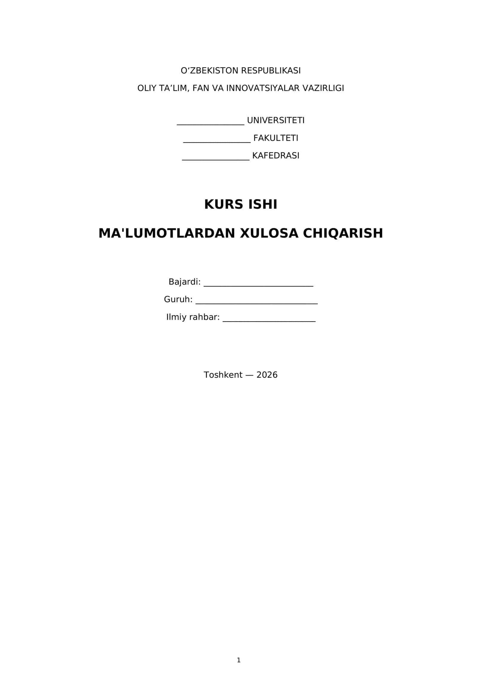MA'LUMOTLARDAN XULOSA CHIQARISH 1