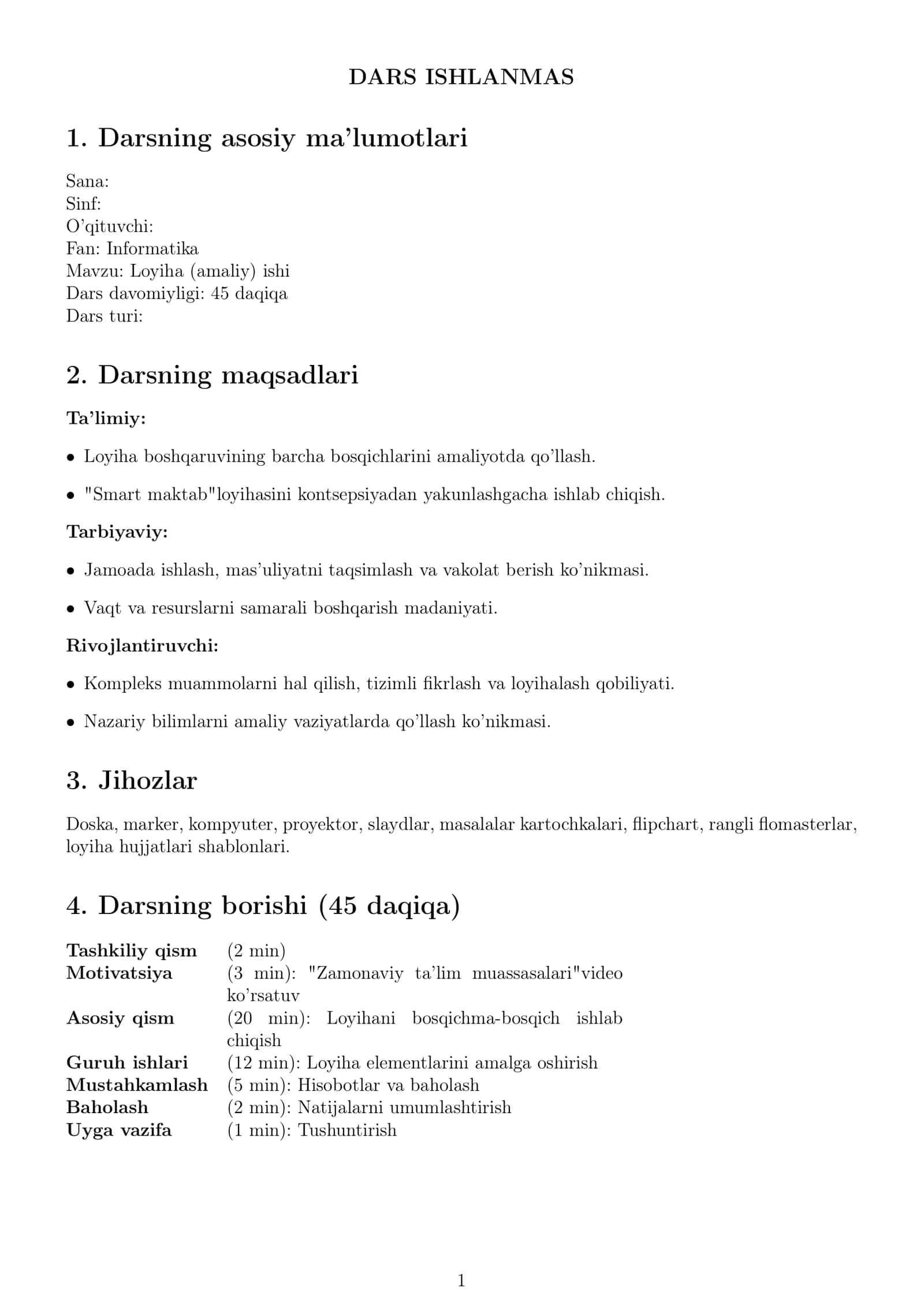 Loyiha (amaliy) ishi "Smart maktab" 1