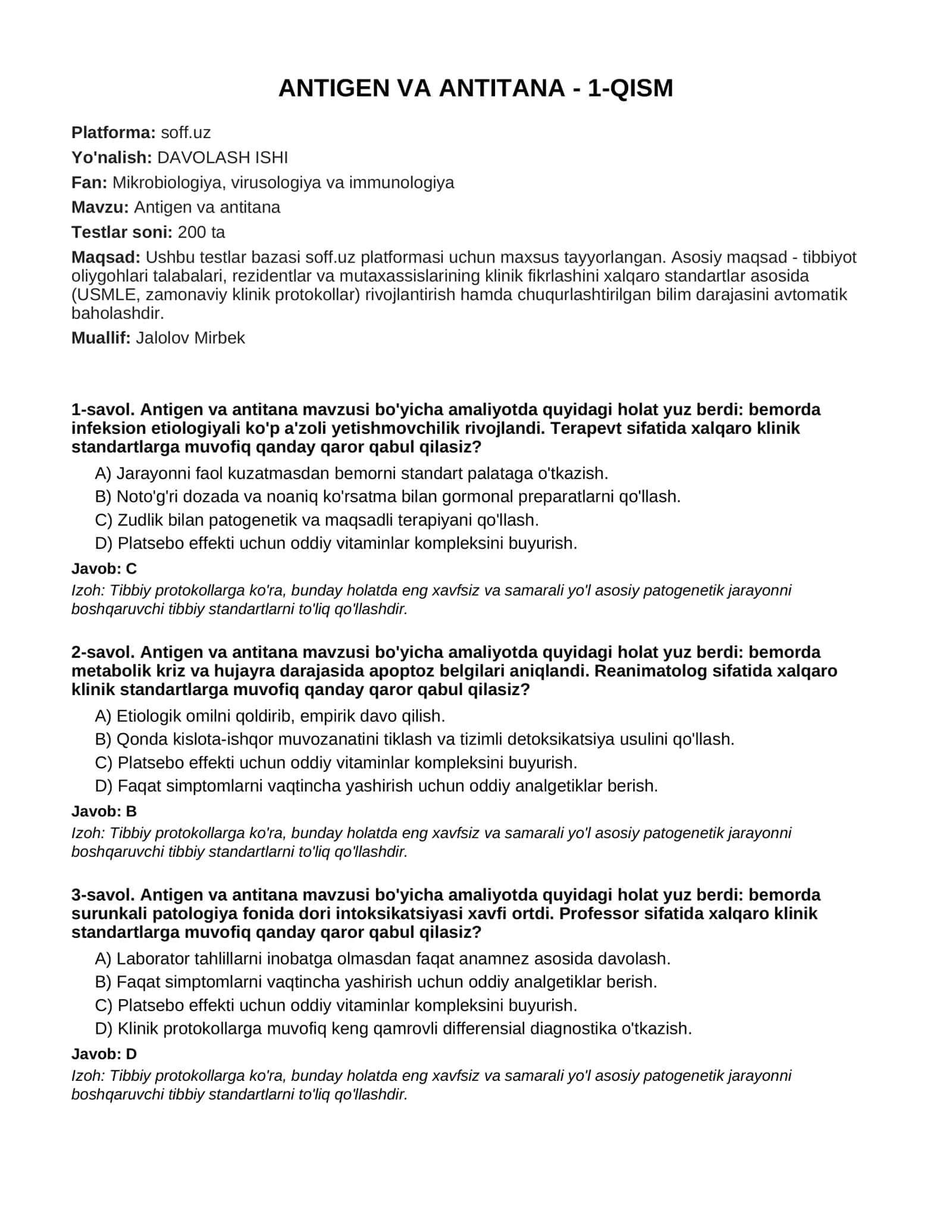 ANTIGEN VA ANTITANA - 1-QISM 1