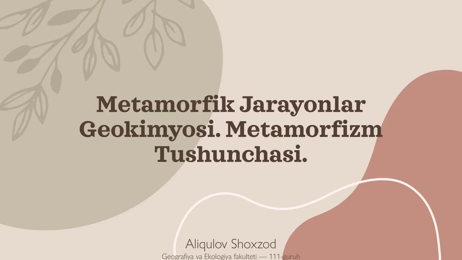 Metamorfik Jarayonlar 1