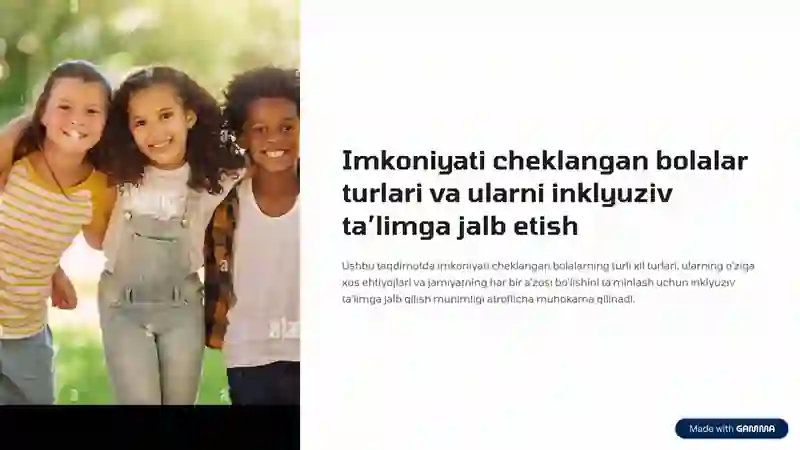 Imkoniyati cheklangan bolalar turlari va ularni inklyuziv ta'lim