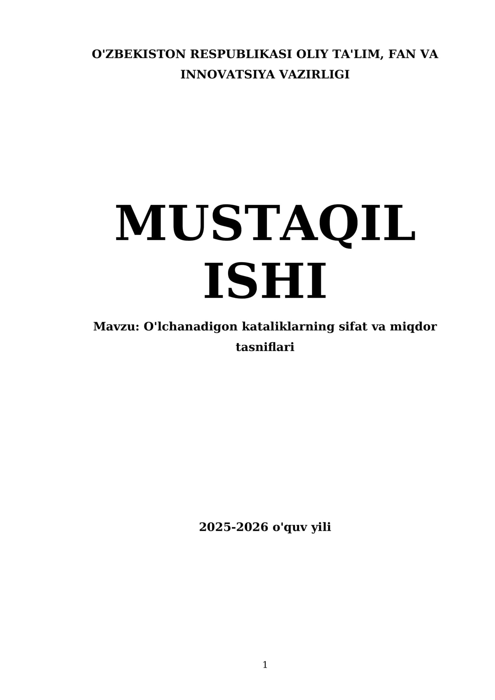 O'lchanadigon kataliklar 1