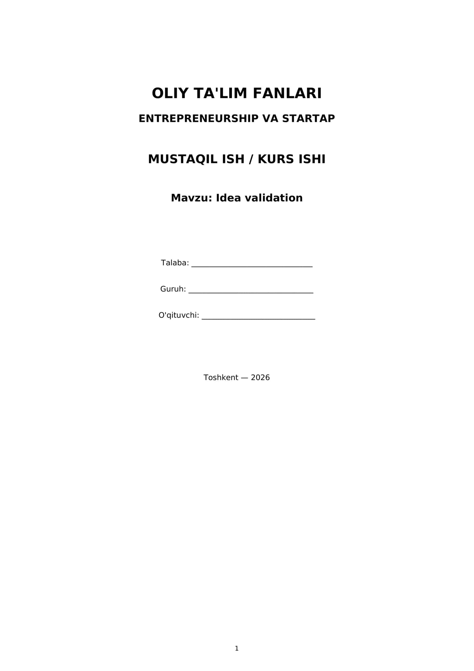 Idea validation 1
