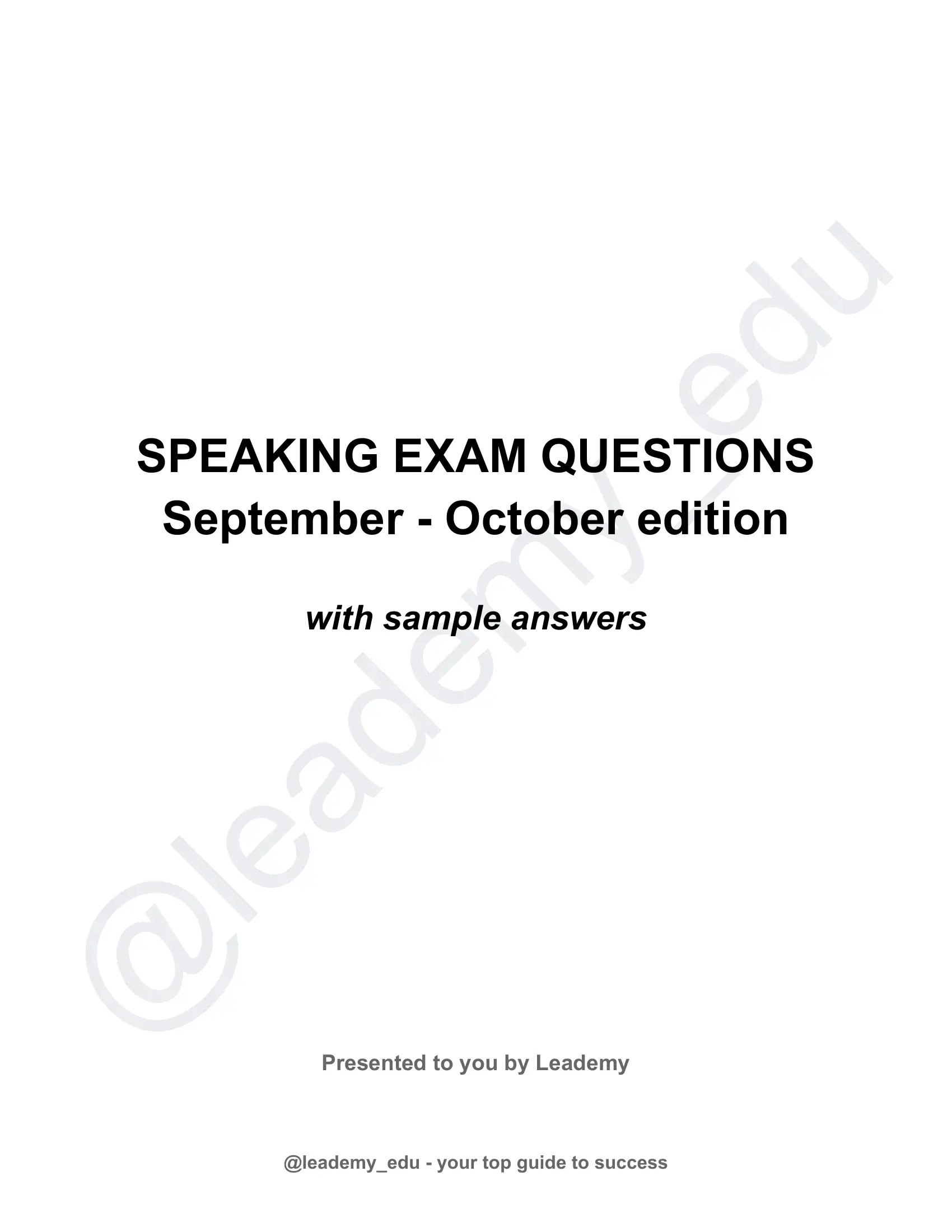 SPEAKING EXAM QUESTIONS 1