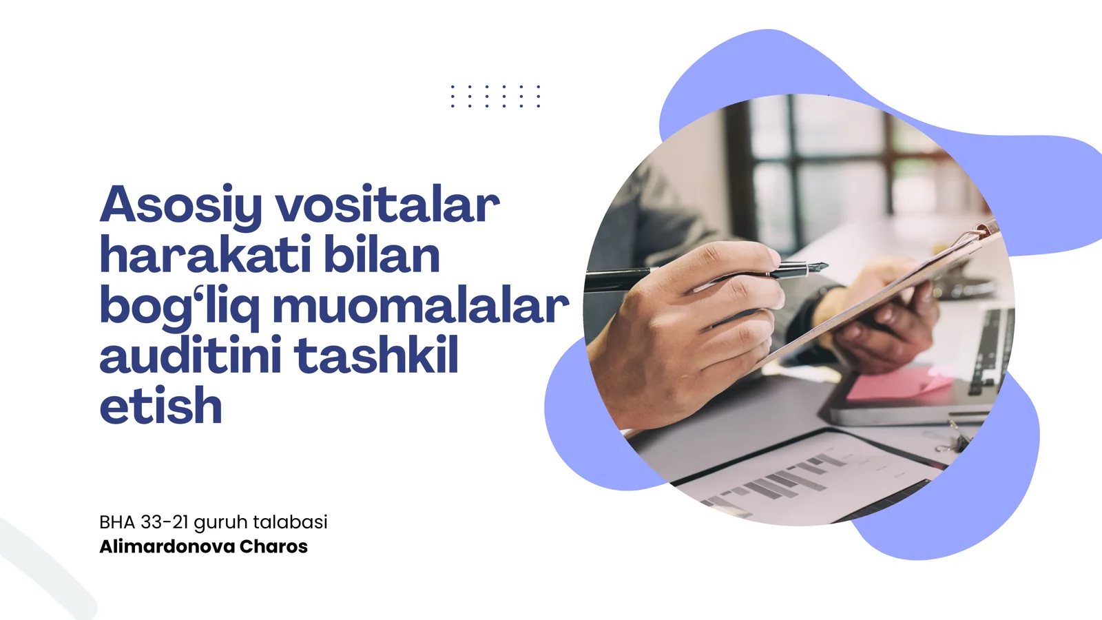 Asosiy vositalar auditini tashkil etish 1
