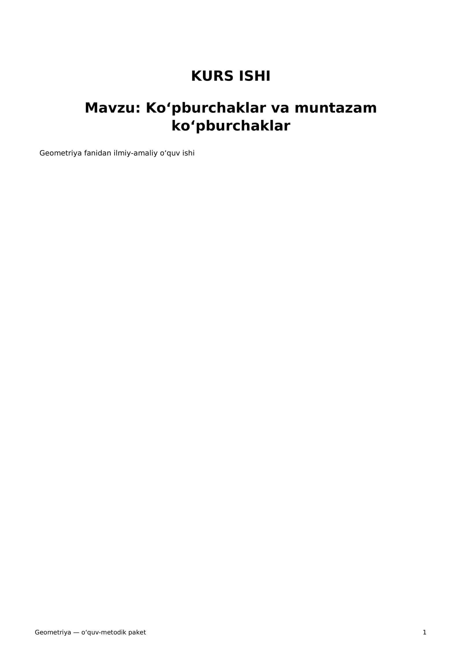 Geometriya — o‘quv-metodik paket 1