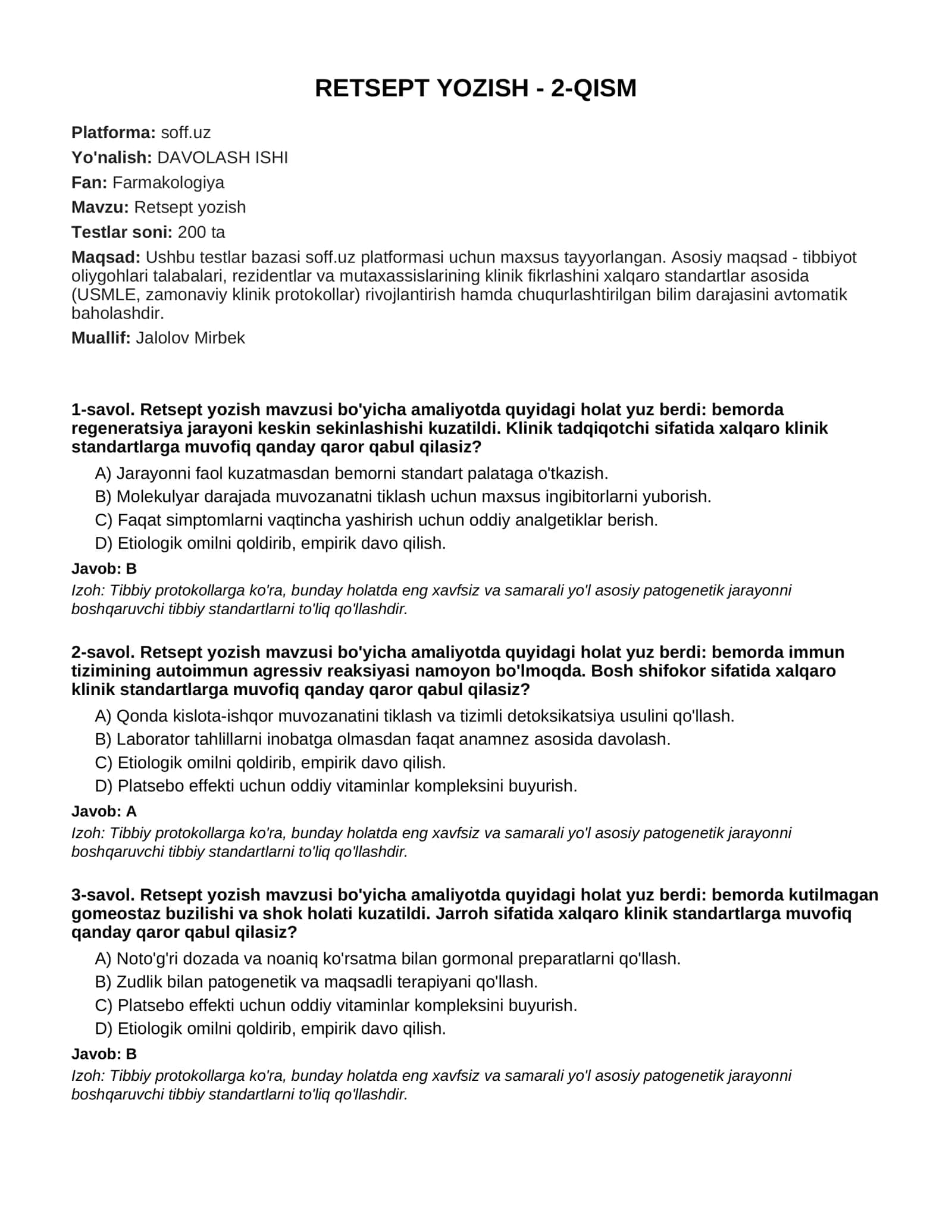 RETSEPT YOZISH - 2-QISM 1