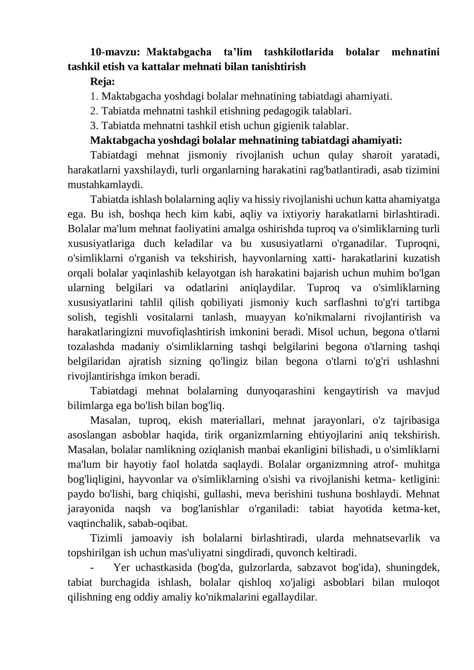 Maktabgacha ta’lim tashkilotlarida bolalar mehnatini tashkil etish va kattalar mehnati bilan tanishtirish 1