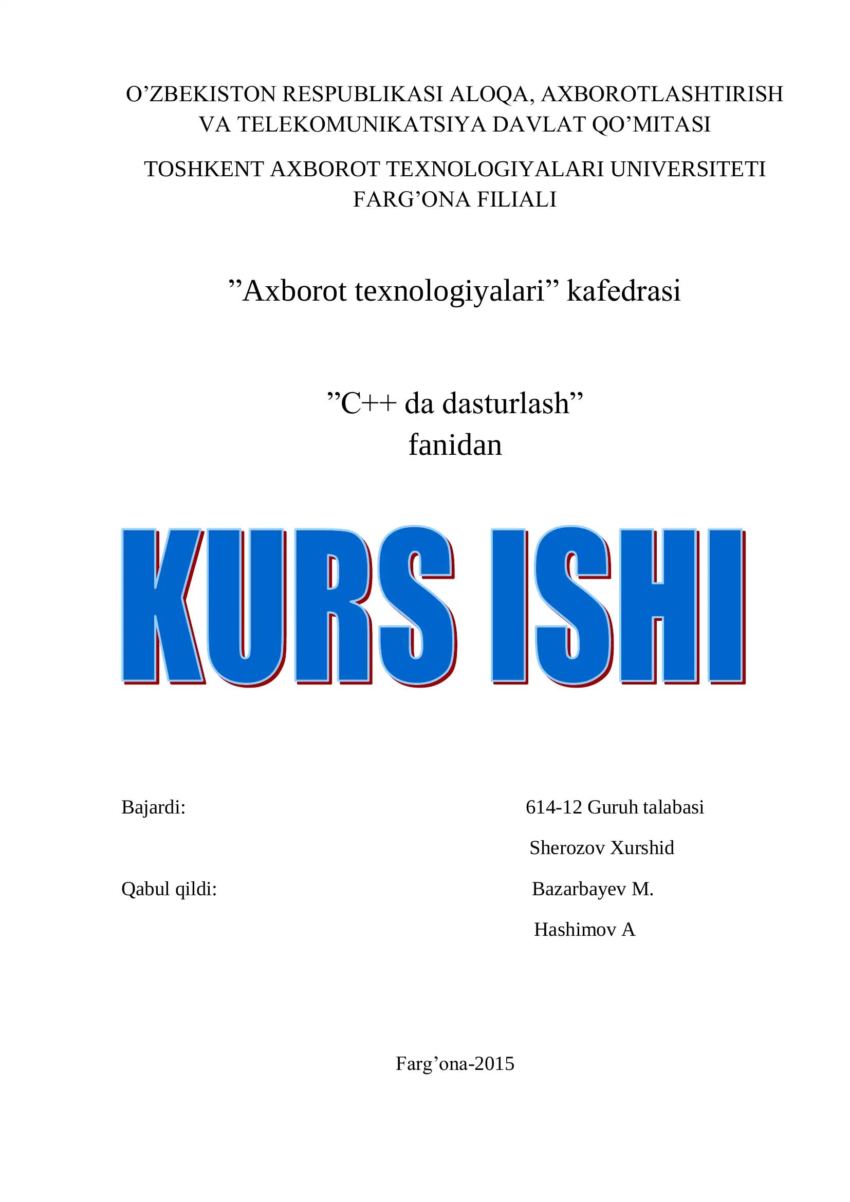 C++ da dasturlash 1