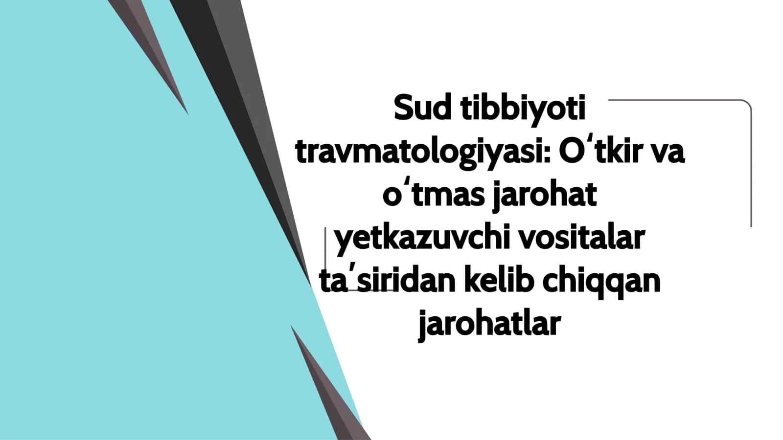 Sud tibbiyoti travmatologiyasi 1