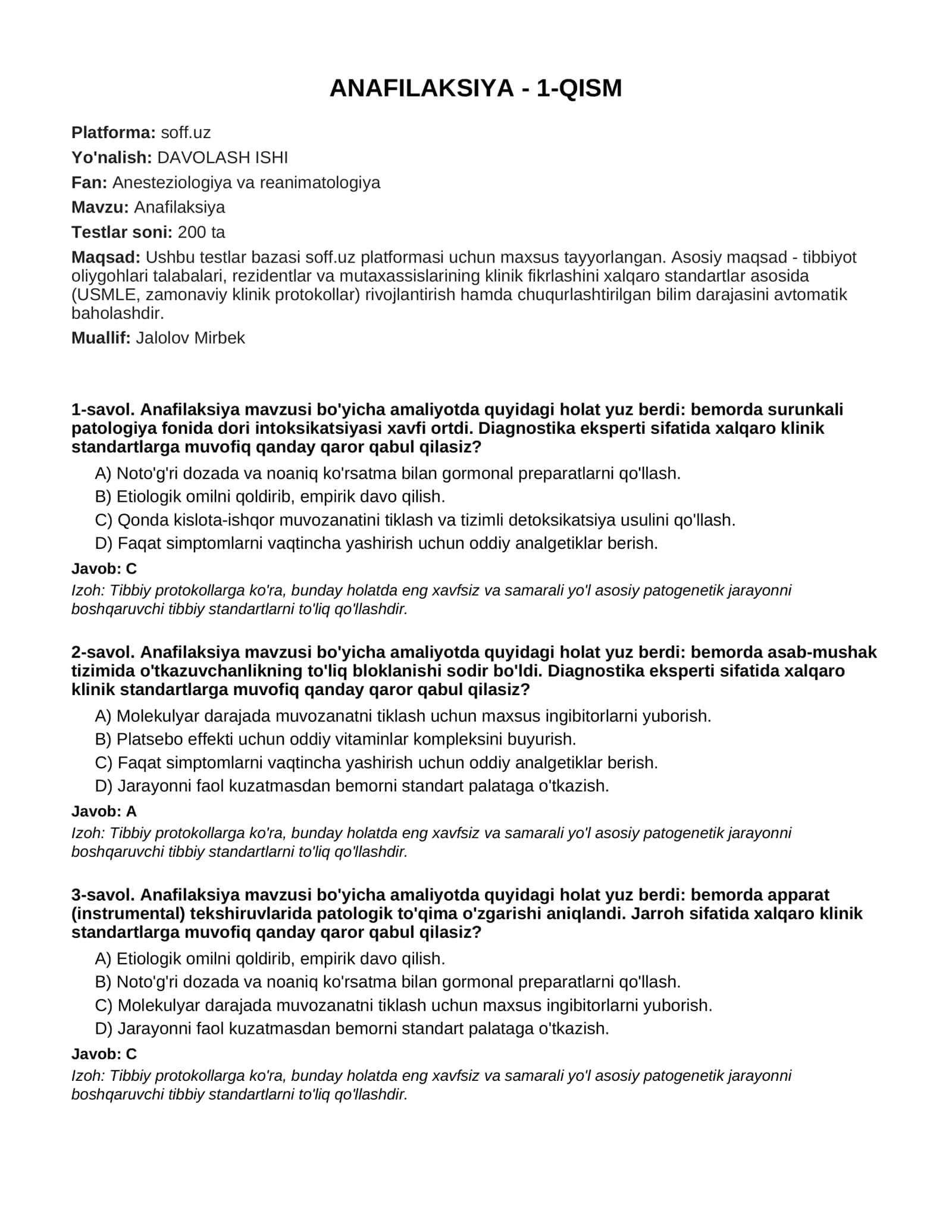 ANAFILAKSIYA - 1-QISM 1
