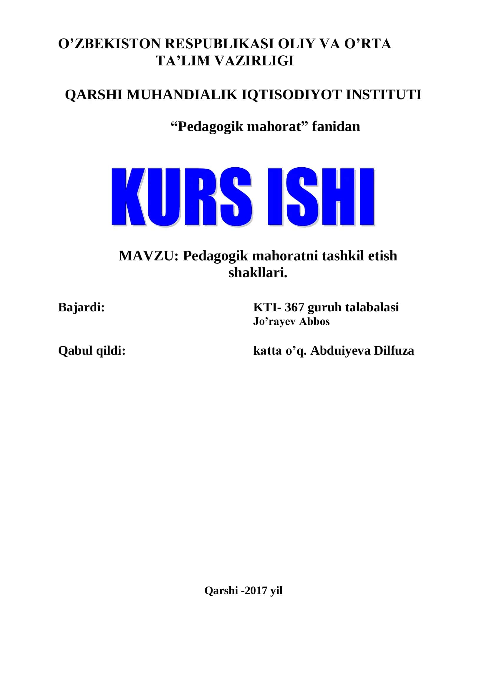 Pedagogik mahoratni tashkil etish shakllari 1