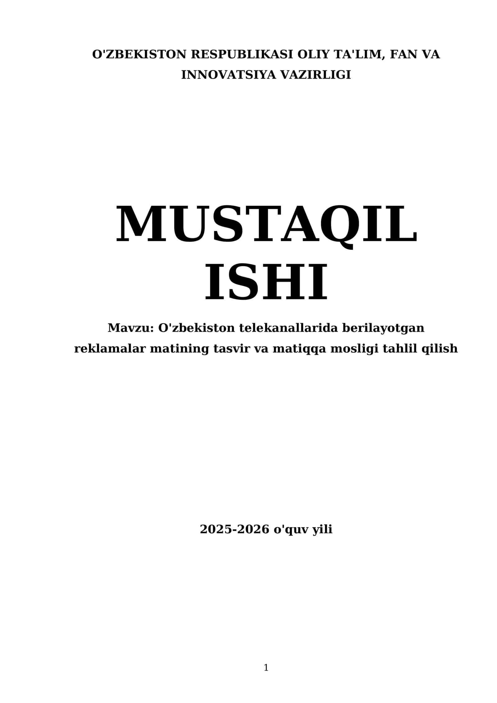 O'zbekiston telekanallarida berilayotgan reklamalar matining tasvir va matiqqa mosligi tahlil qilish 1