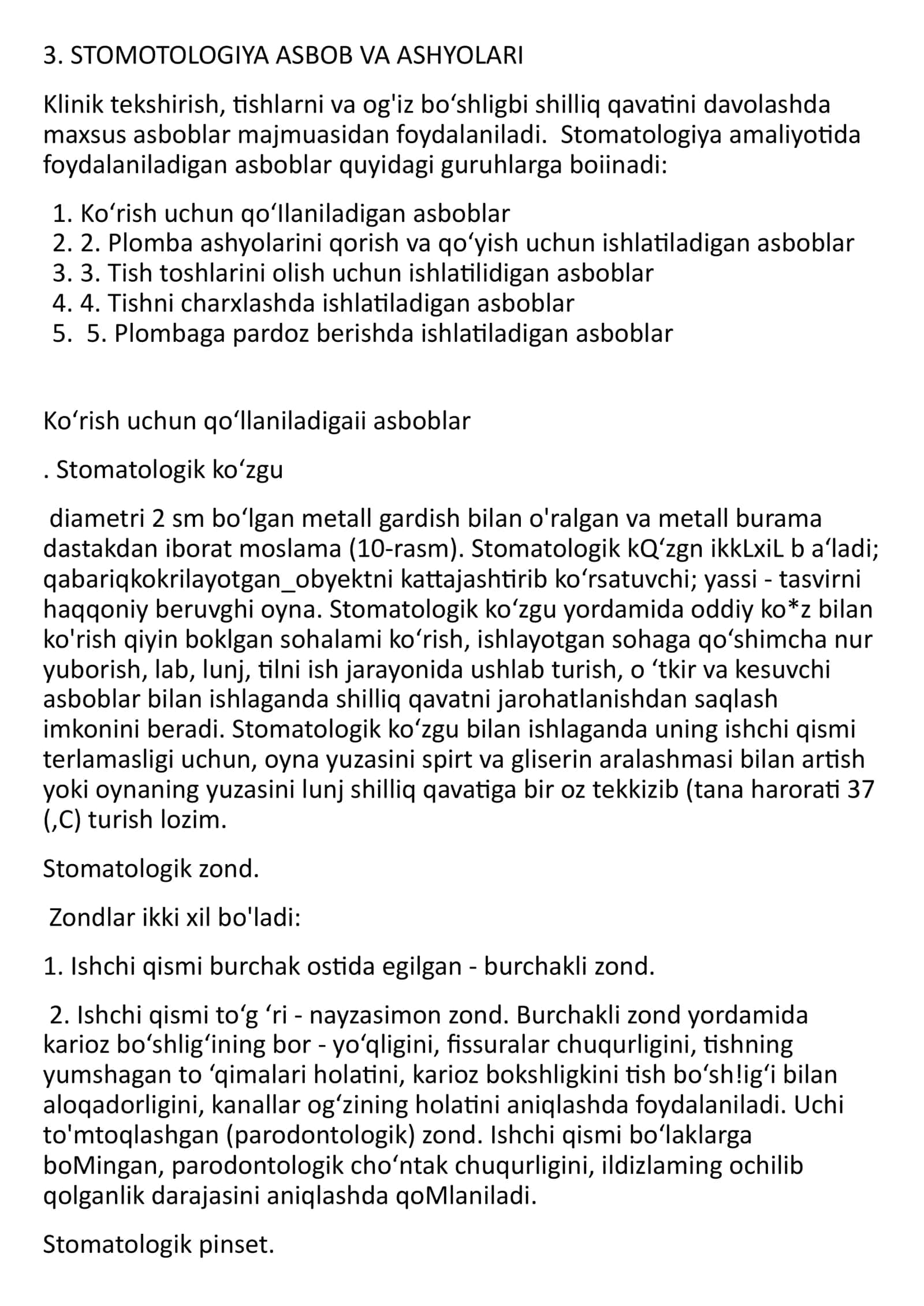 Stomatologik asboblar 1