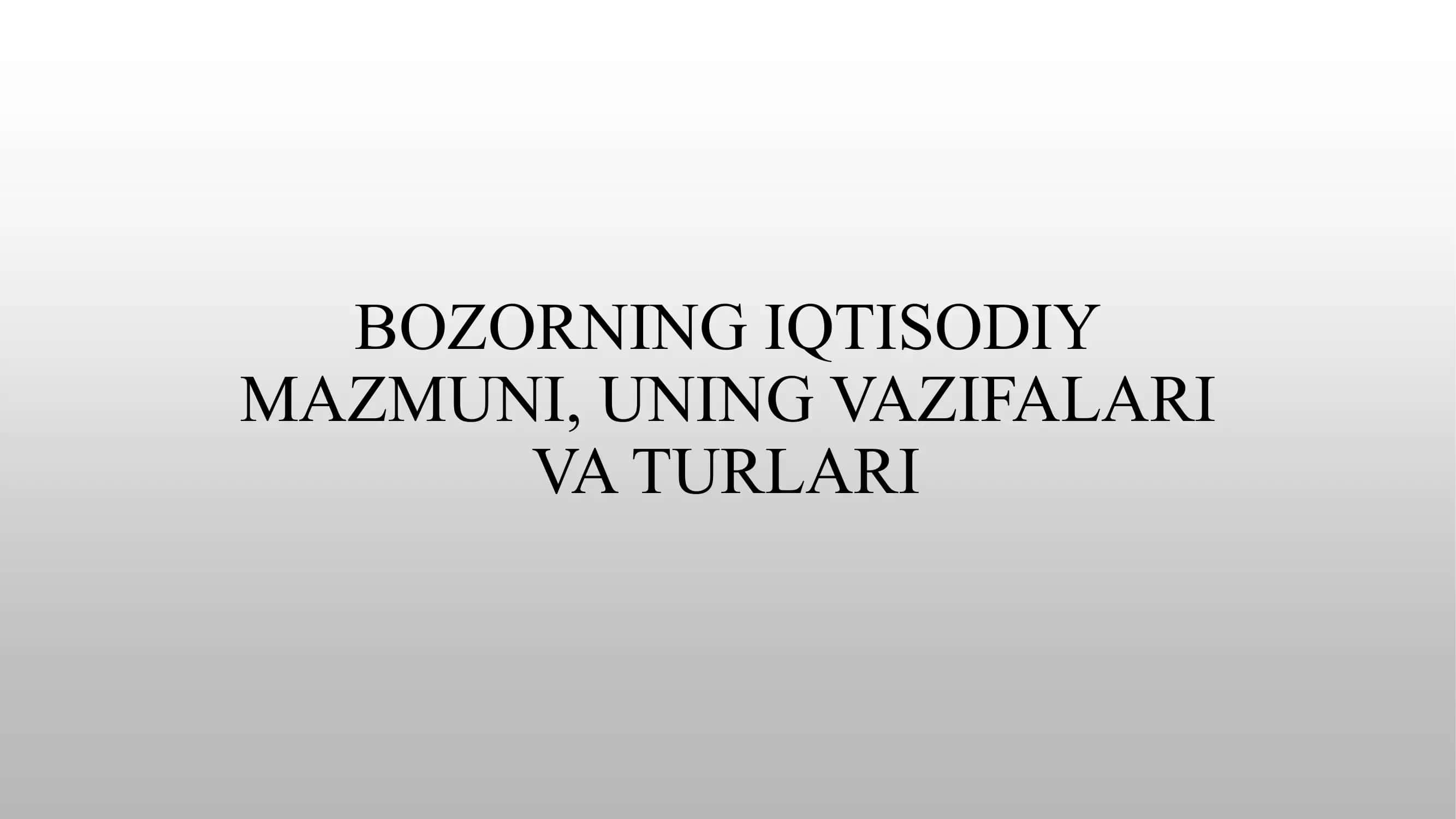 Bozorning Iqtisodiy 1
