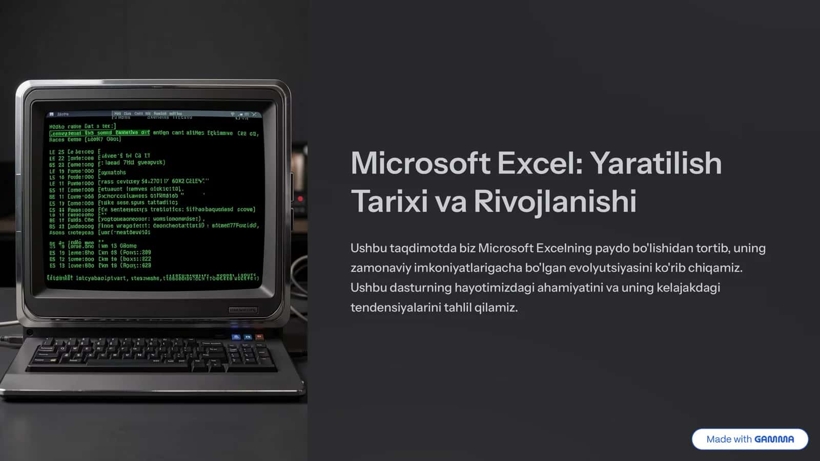 Microsoft Excel: Yaratilish 1