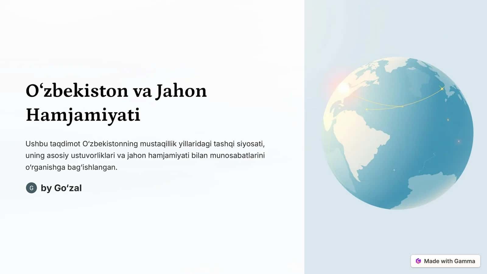 O‘zbekiston va Jahon Hamjamiyati 1
