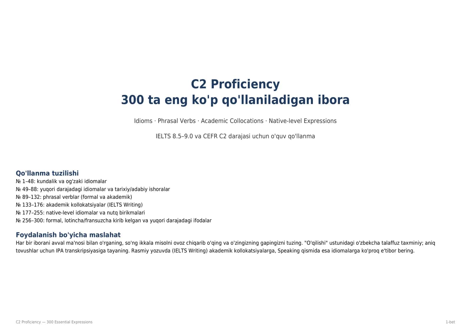 C2 Proficiency — 300 Essential Expressions 1
