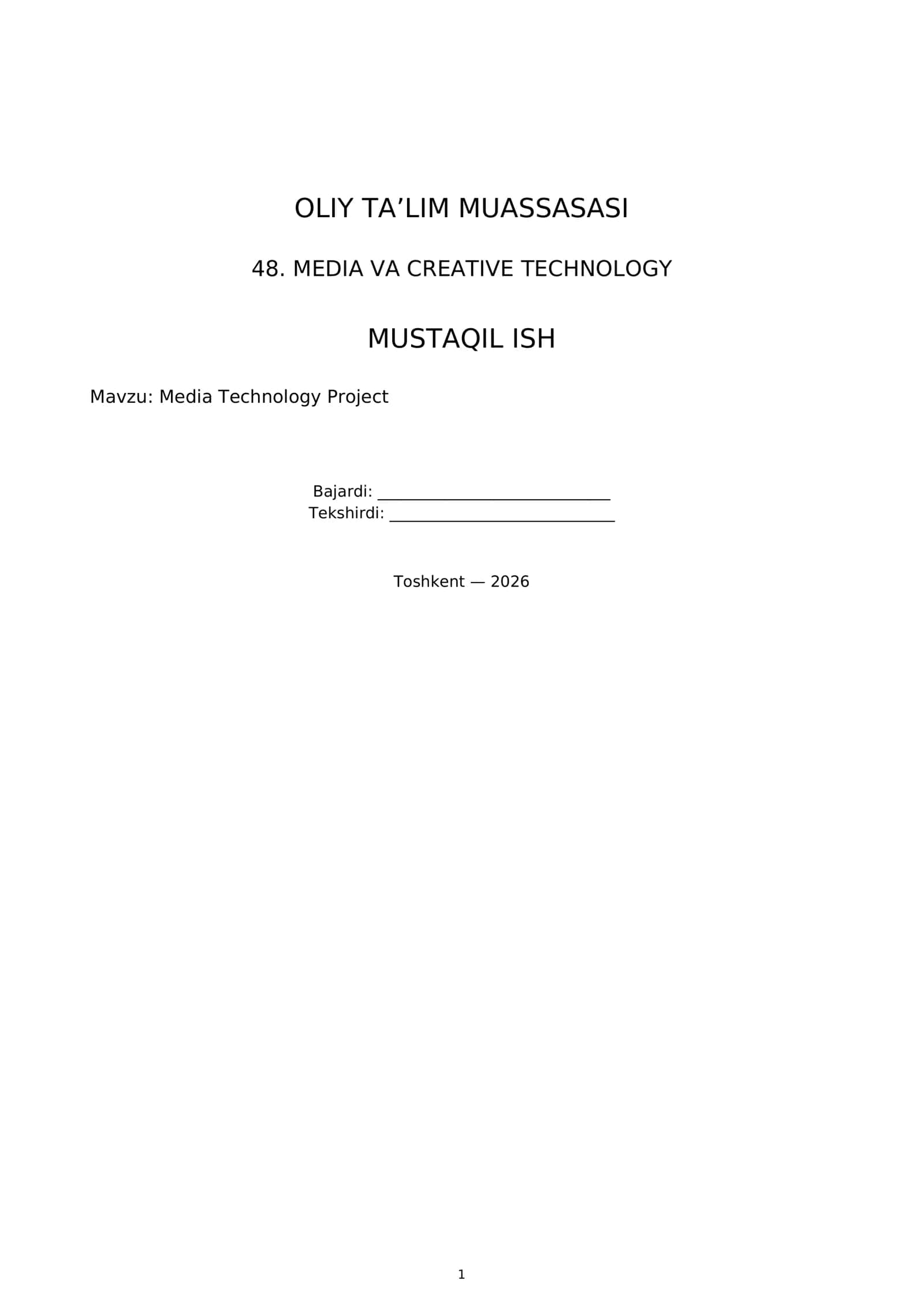 Media Technology Project 1