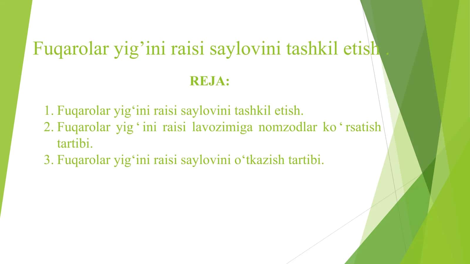 Fuqarolar yig’ini raisi saylovini tashkil etish 1
