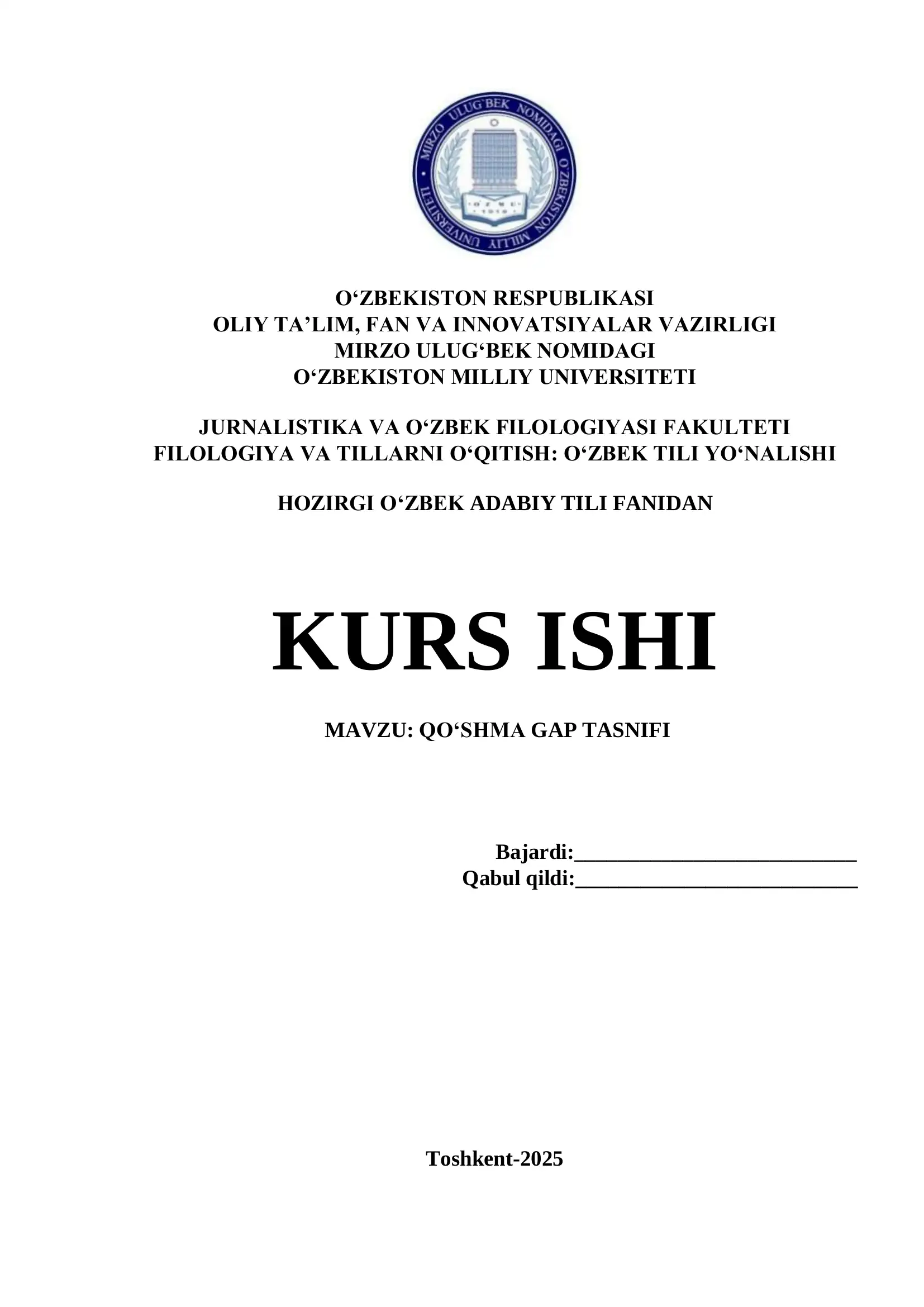 QO‘SHMA GAP TASNIFI 1
