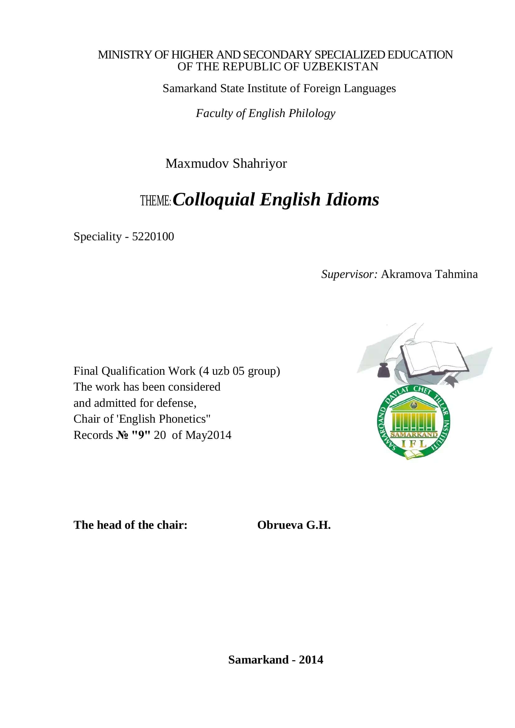 Colloquial English Idioms 1