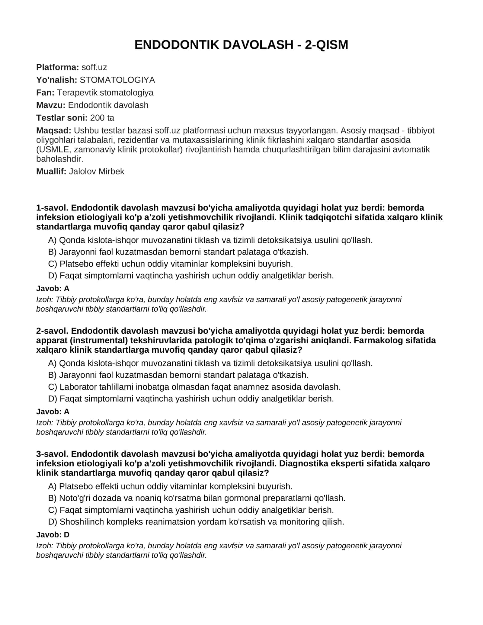Endodontik davolash - 2-QISM 1