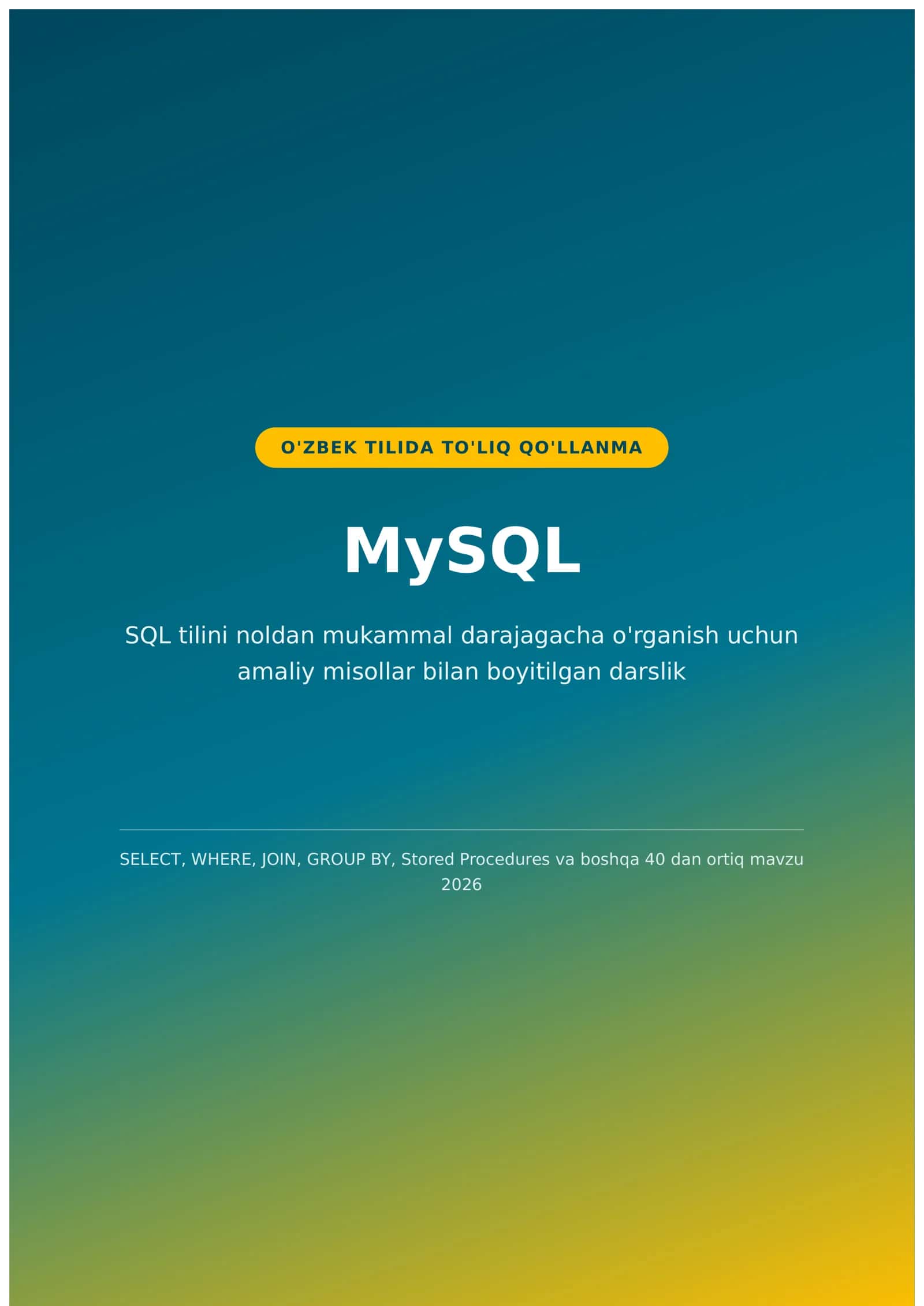 MySql Database | O'zbek tilida to'liq qo'llanma 1