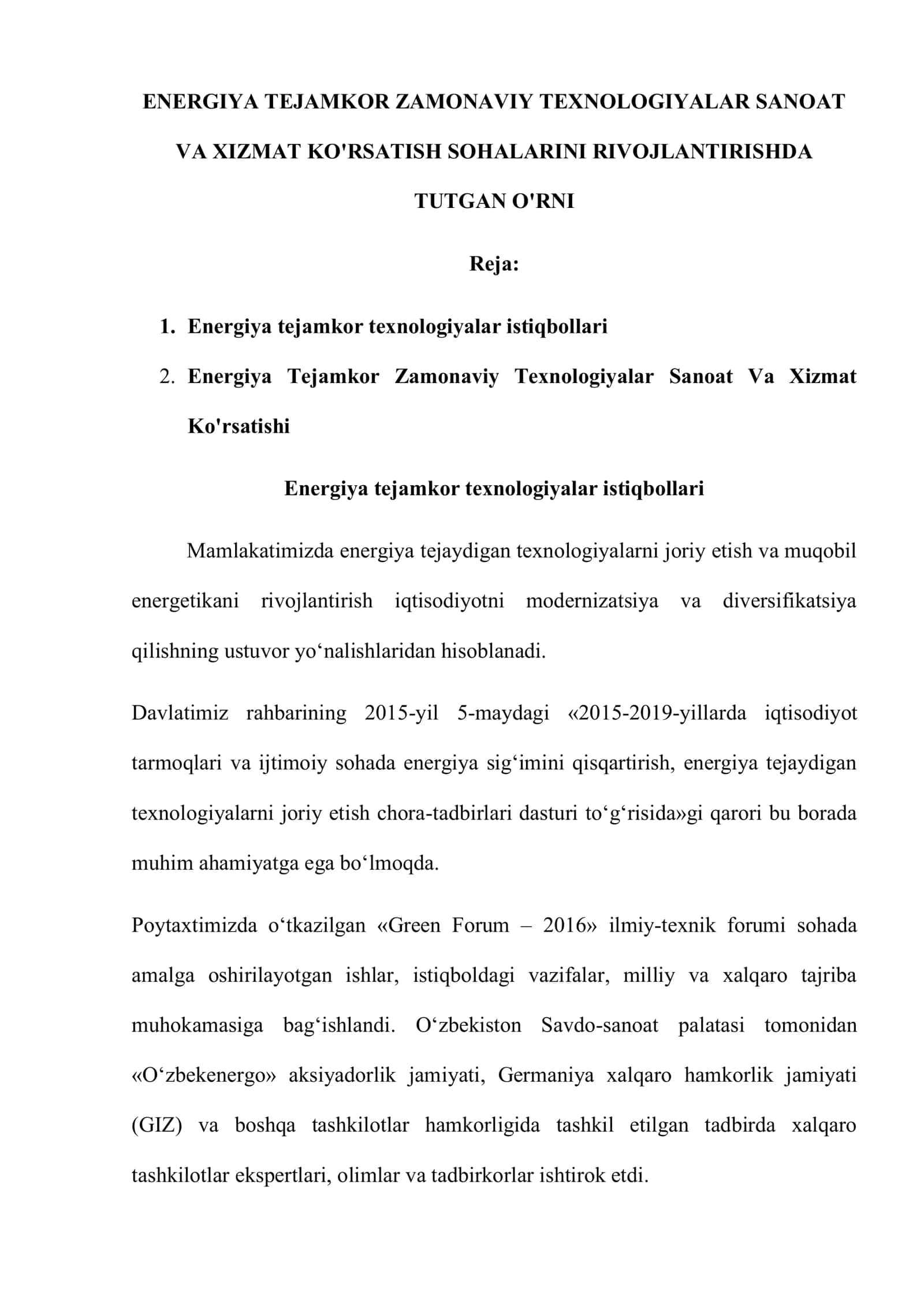 Energiya Tejamkor Zamonaviy Texnologiyalar Sanoat Va Xizmat Ko'rsatishi 1