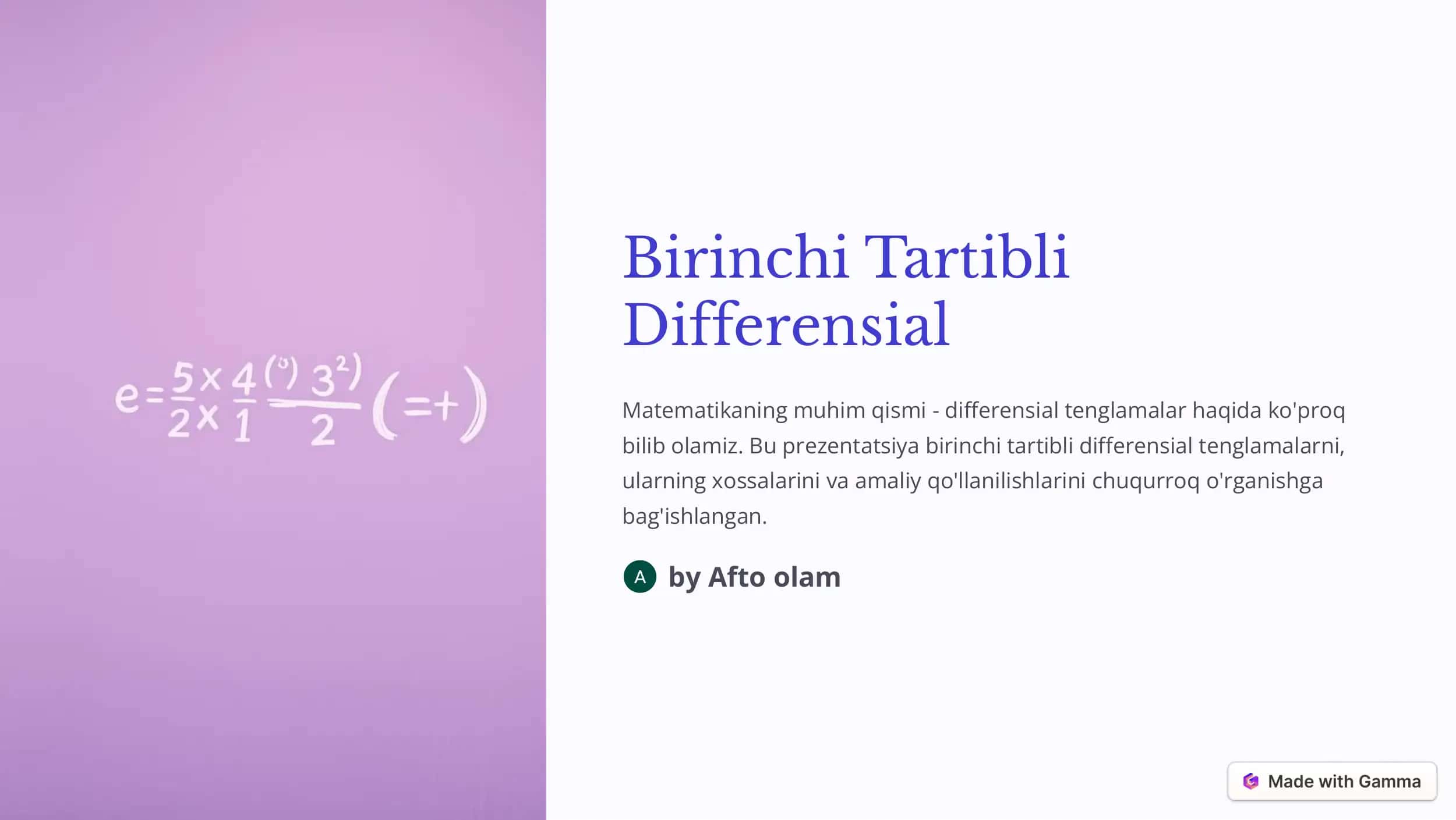 Birinchi Tartibli Differensial 1