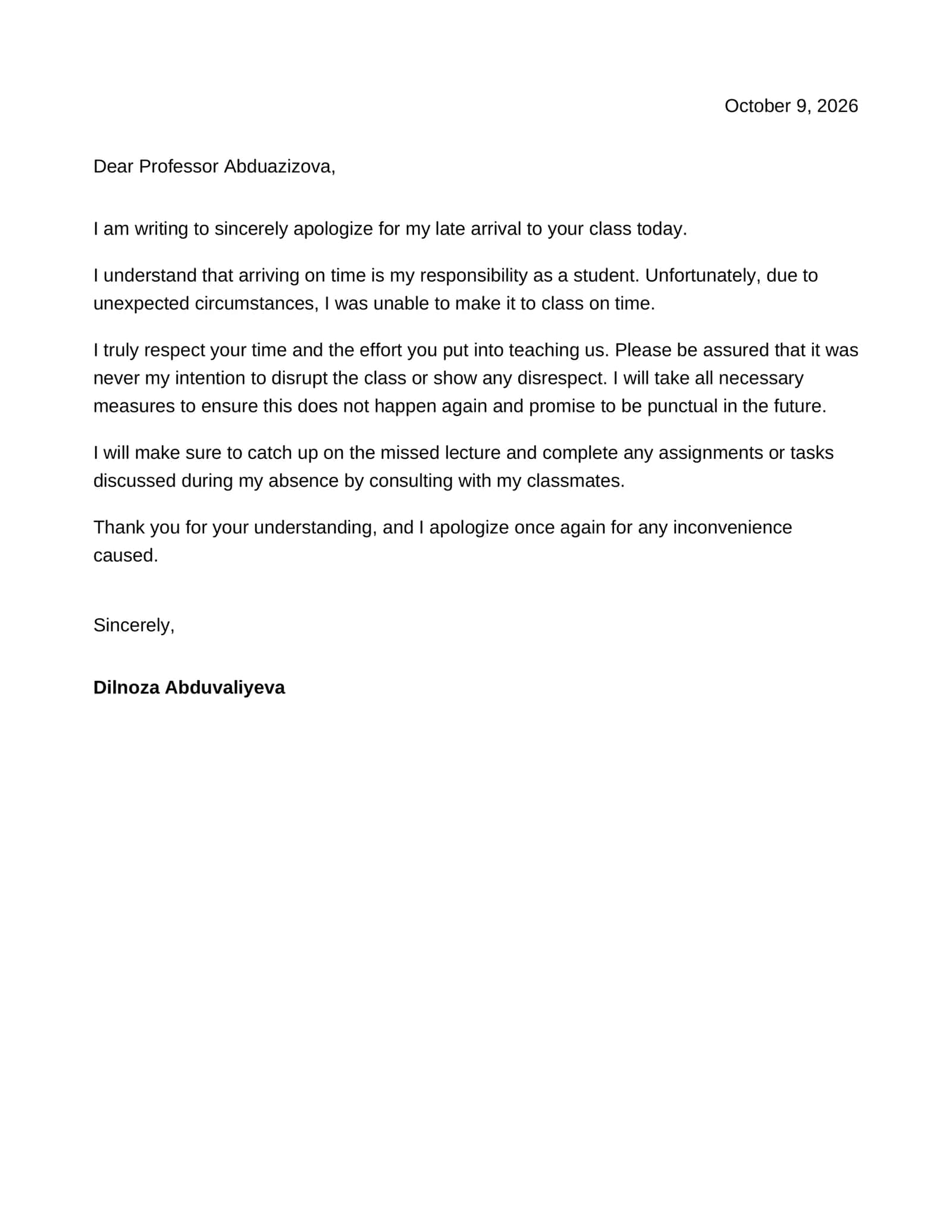 Apology Letter 1