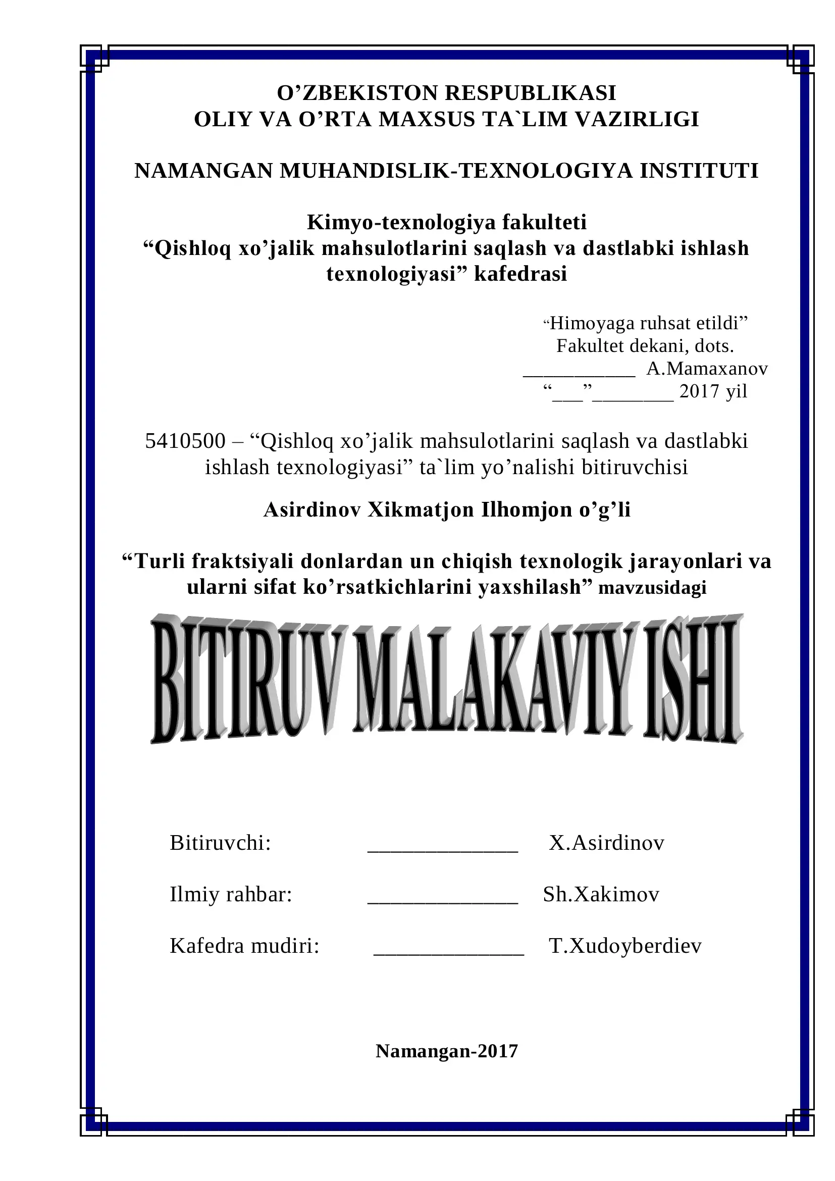 Qishloq xo'jalik mahsulotlarini saqlash va dastlabki ishlash texnologiyasi 1